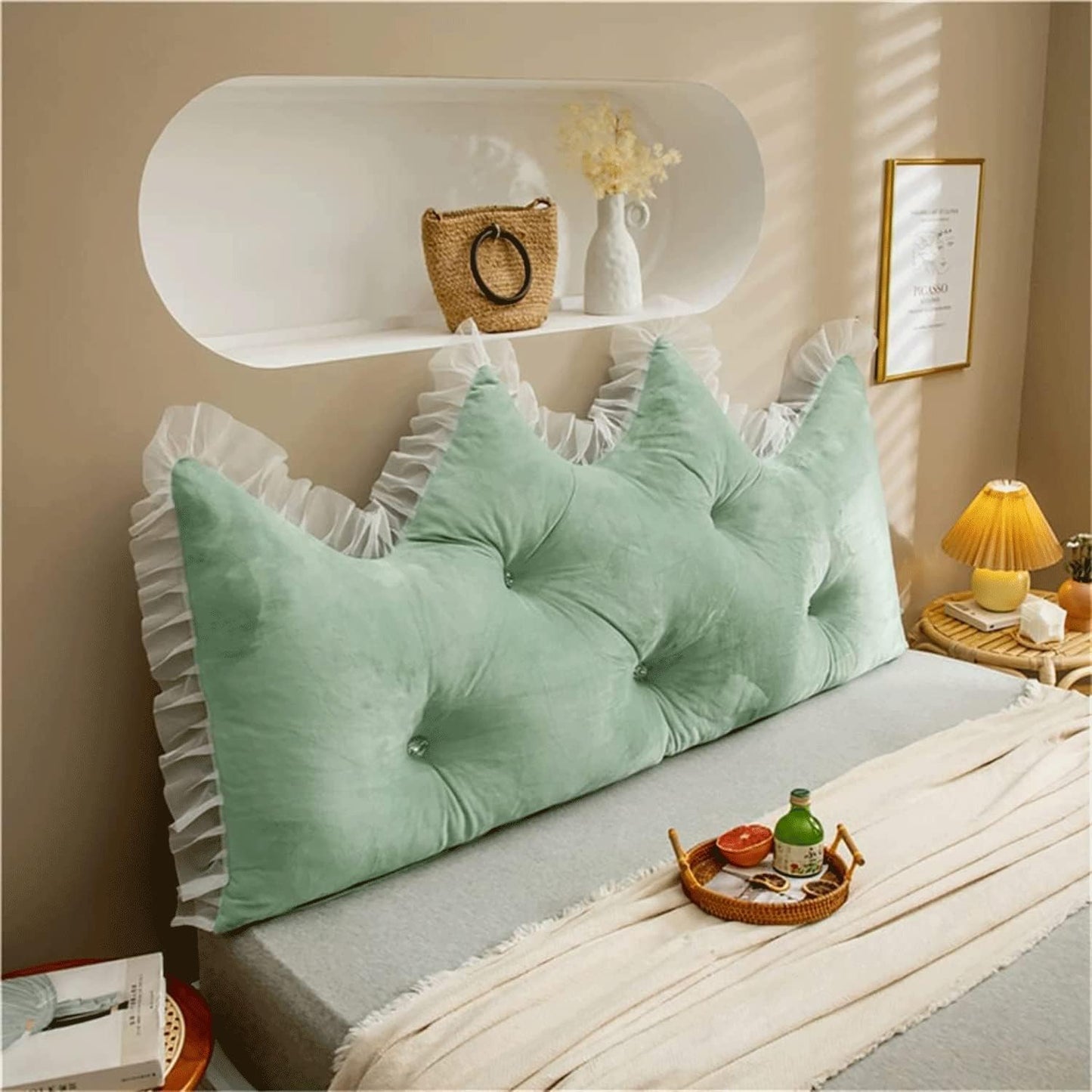 Solid Color Triangular Headboard Pillow, Triangle Cushion Reading Pillow,Bolster Positioning Support Wedge Pillow Removable(Size:47"/120cm,Color:D)