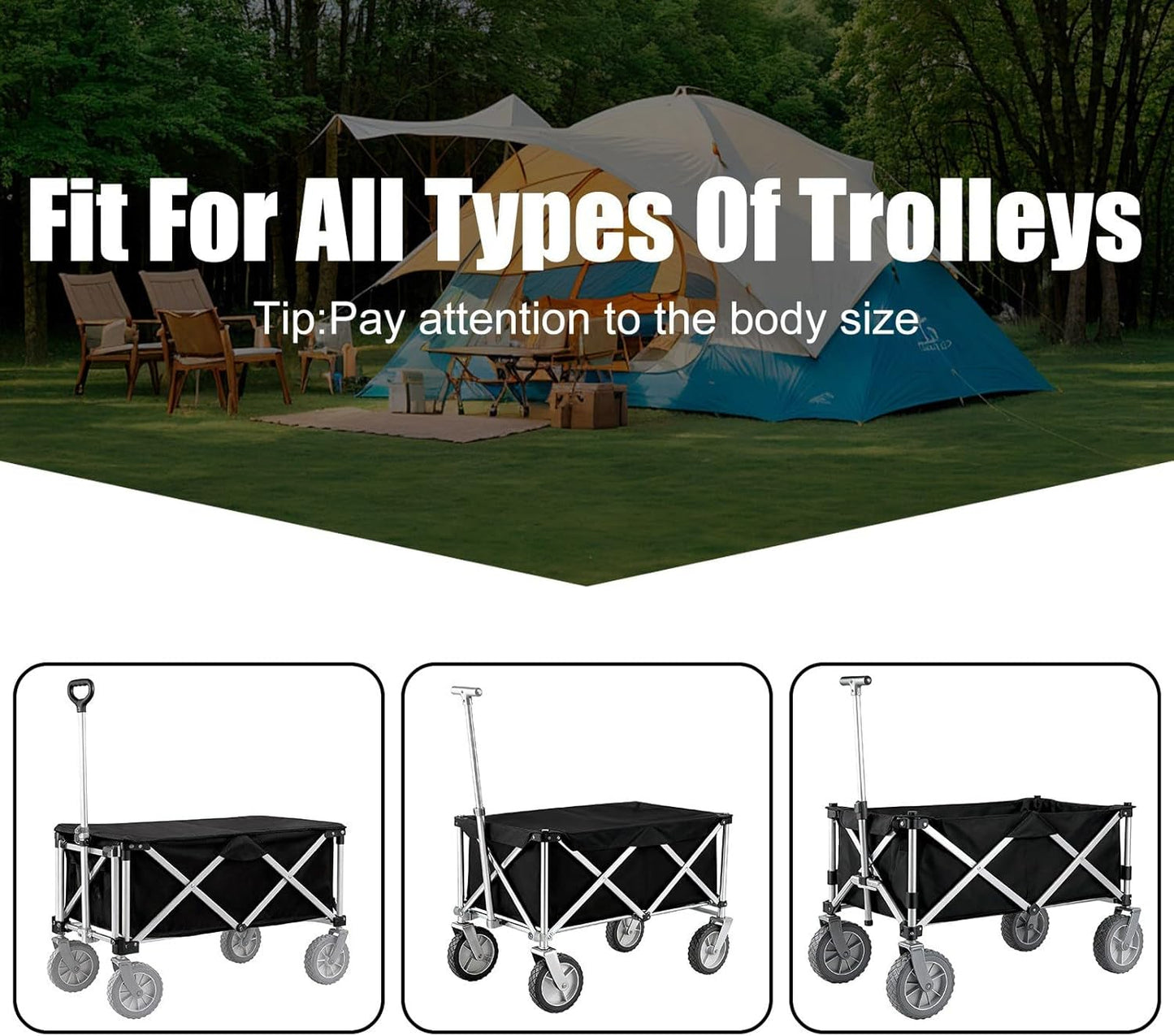 XhuangTech 38’’×22’’ Garden Wagon Cover Black, 420D Fabric Portable Folding Trolley Cart Cover Waterproof Dustproof, Festival Trolley Protective Cover for Outdoor Camping Shopping