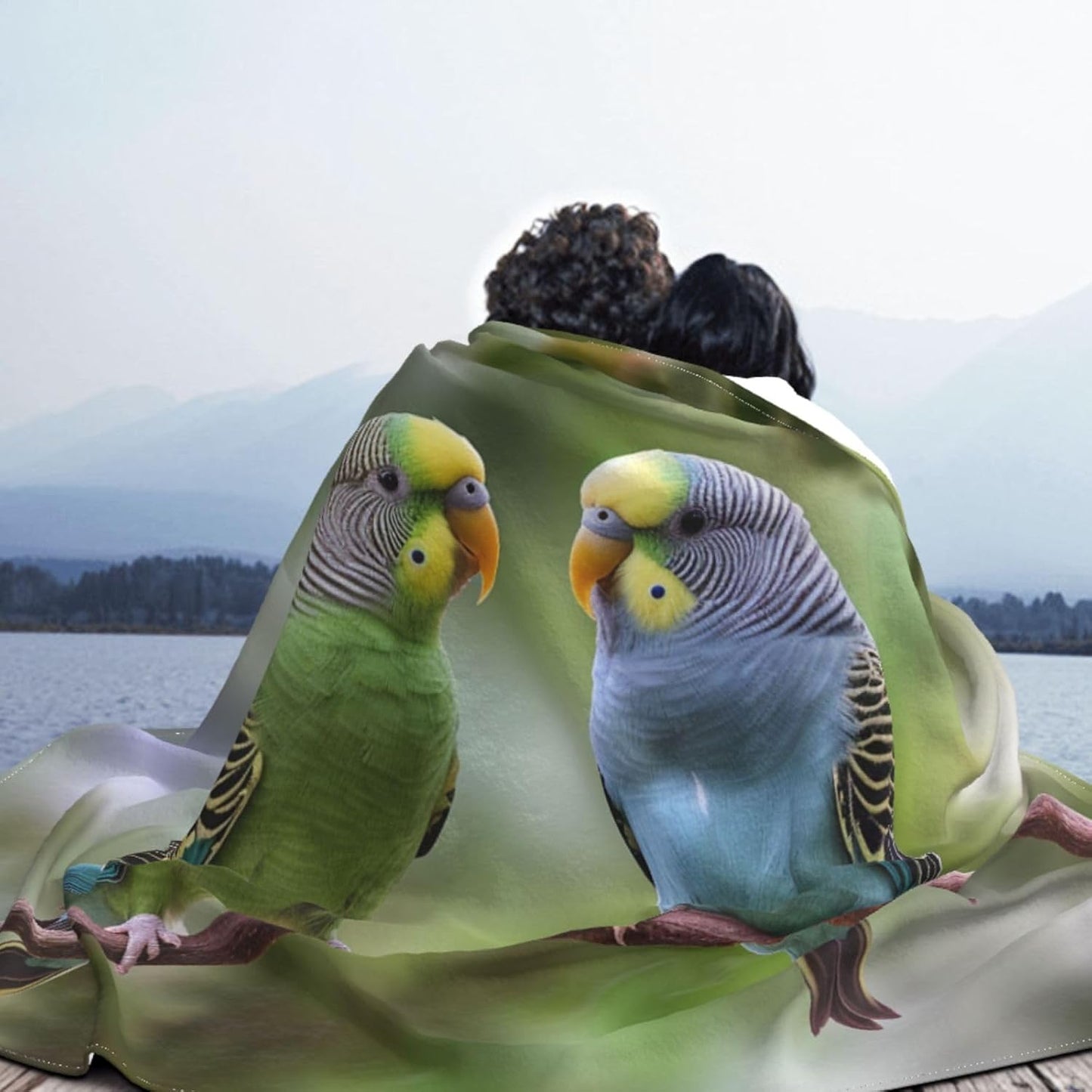 Ultra-Soft Micro Fleece Blanket Lightweight Flannel Fuzzy Blanket Blue and Green Parakeets Throw Blanket 60"x50" Warm Cozy Plush Blanket Air Conditioning Quilt Large Fleece Blanket for Bed Couch Sofa