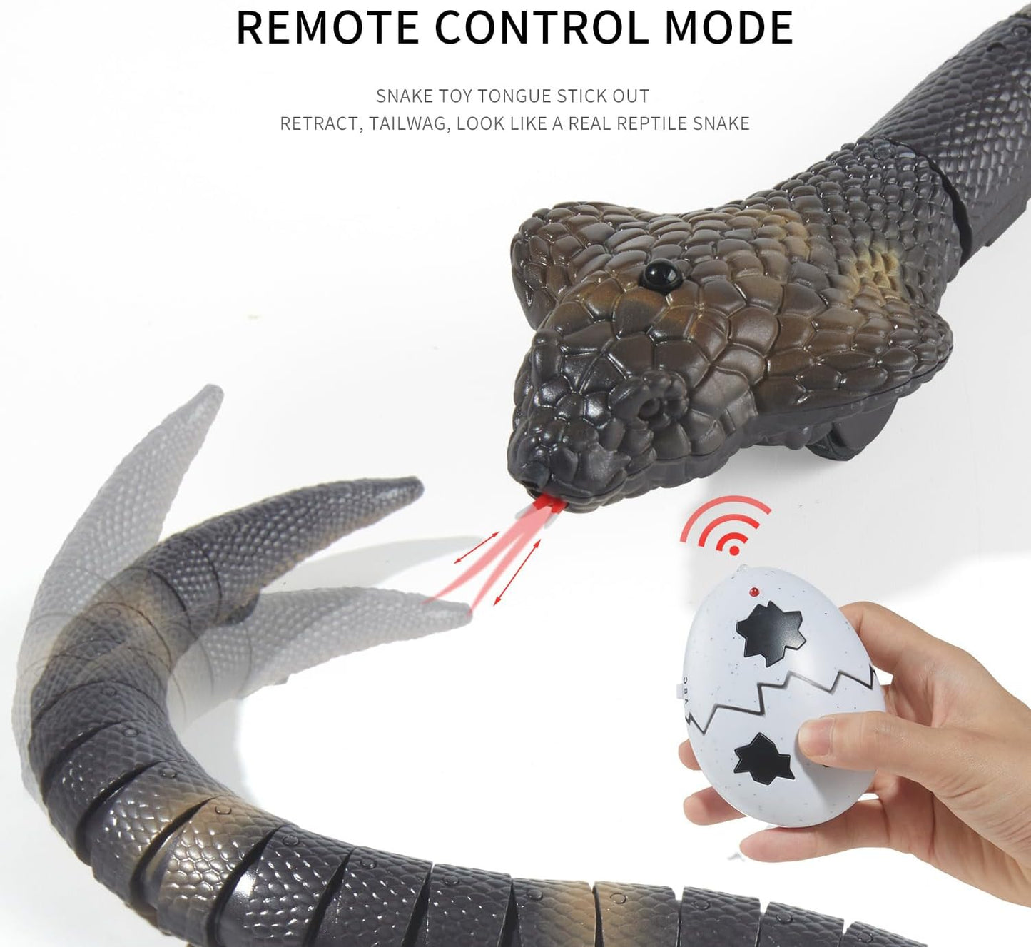 Remote Control Snakes Realistic Rc Snake Prank Cobra Rechargeable Smart Sensing Cat Toy with Infrared Controller Reptile Toys, Cool Gag Gifts or Christmas Birthday Gift for Boys Girls Ages 6+