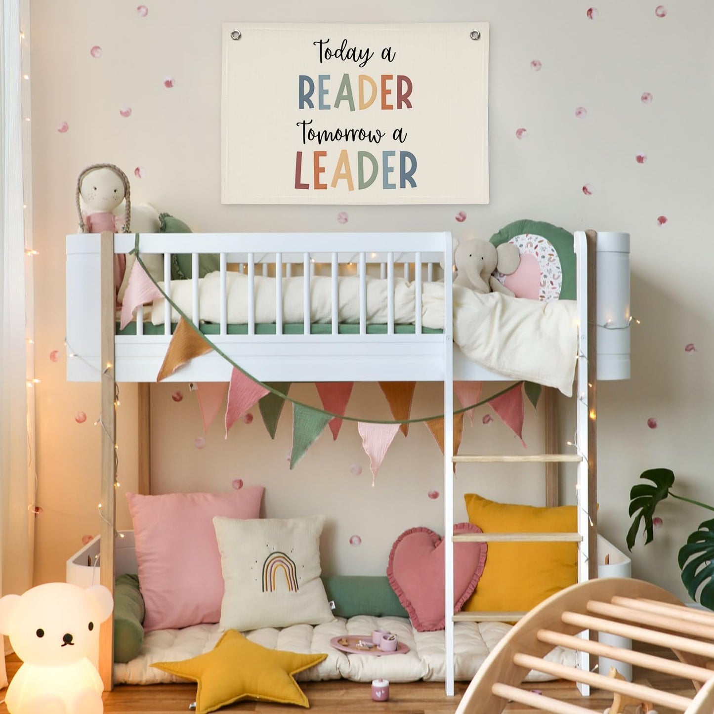Classroom Decor Today A Reader Tomorrow A Leader Canvas Banner,Classroom Must Haves Reading Corner,Boho Classroom Decor,Bookshelf Decor Wall Art Toddler Girl Room Decor Flag Banner 30x20 Inch