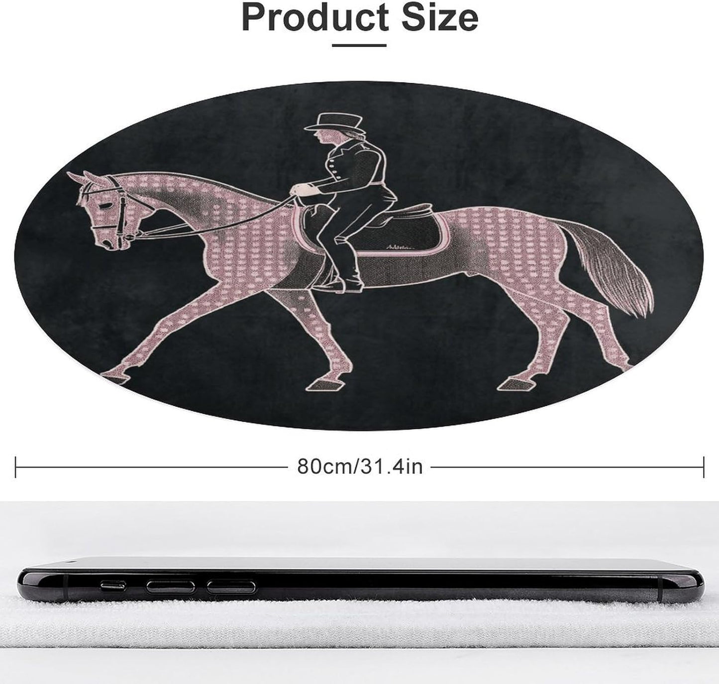 Dressage Dressage Rider Horse Circle Rug Retro Luxury Coral Velvet Floor Mat Non Slip Soft Indoor Floor Carpet Comfy Thickened Area Rugs Modern Aesthetic Minimalist Carpets for Home Decor