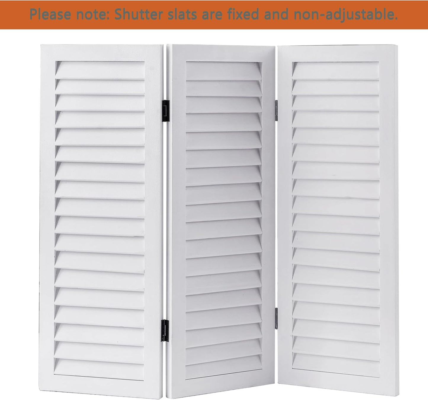 SOFE Wood Short Room Divider 3 Panel, 2.6 Ft Tall Shutters Folding Divider for Room Separation, White Room Partitions and Dividers Freestanding, Foldable Wall for Home Bedroom Office