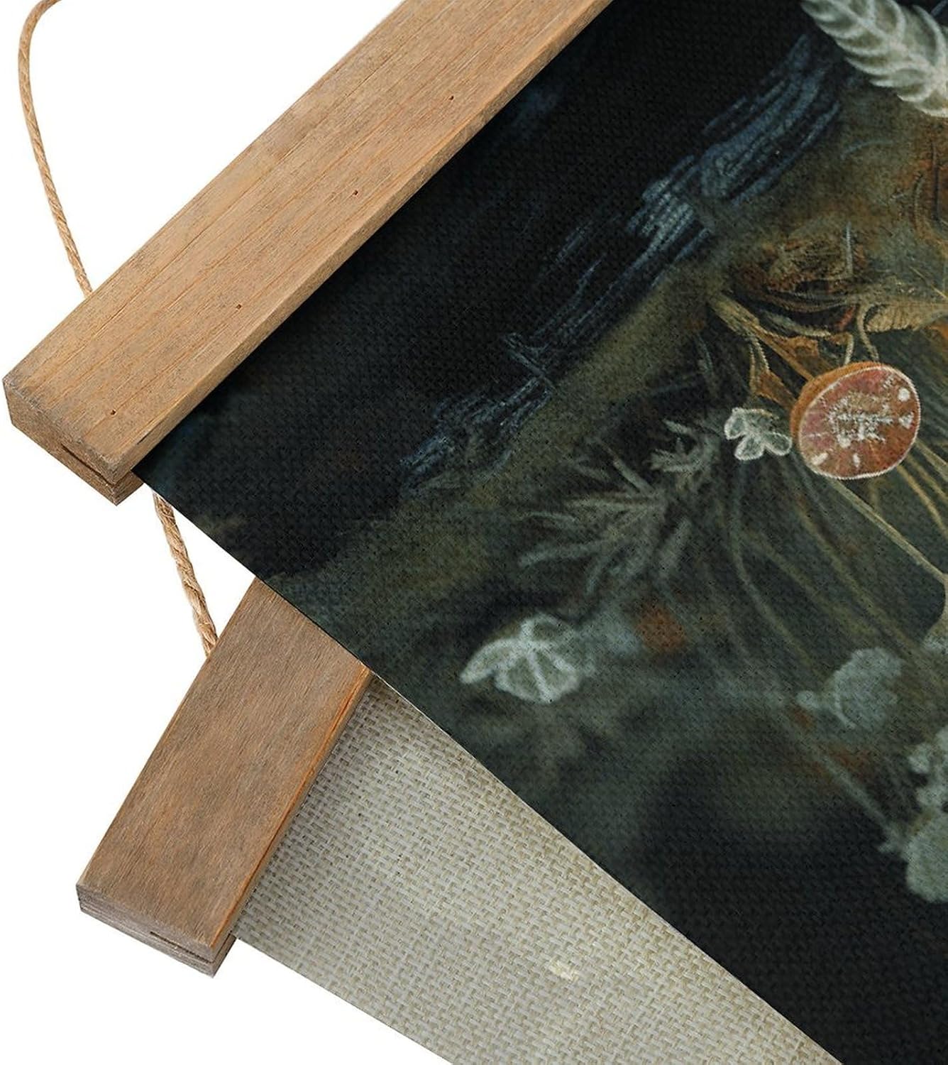 Vintage Butterfly Mushroom Poster with Wooden Frame Personalized Linen Hanging Scroll Painting Rustic Wall Hanging Illustrative Modern Artwork Decor for Home Living Room Bedroom Office
