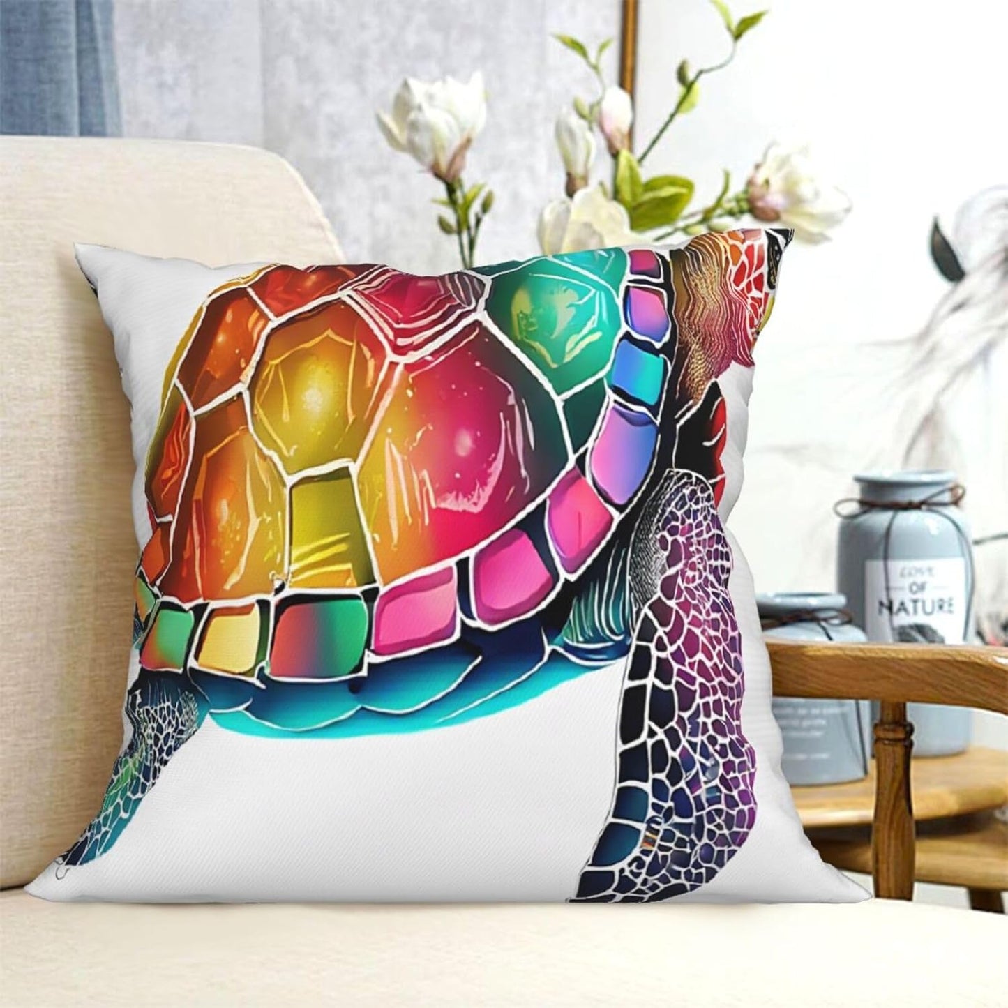 All-Season Square Pillow Covers 18"X18", Sea Turtle, Decorative Throw Pillow Covers for Sofa Bed Couch, Hidden Zipper Cushion Cover, Square Lumbar & Accent Pillowcases for Home Decor