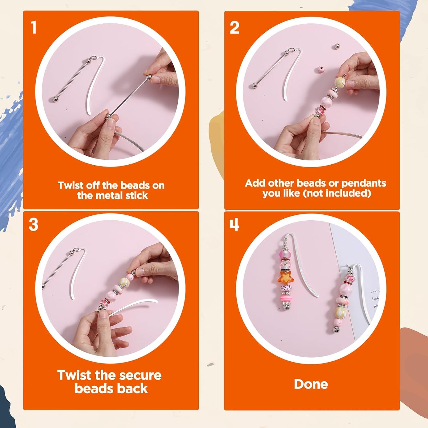 20pcs Beadable Bookmarks DIY Metal Blank Bar Bookmark for Beads Modern Beaded Craft Jewelry Pendant Charm Gift Beading Bookmark Bar Bulk for Student Teacher Office Supplies Craft Jewelry Pendant Charm