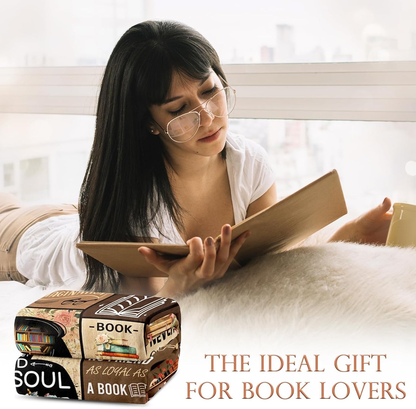 Book Lovers Gifts - Gifts for Book Lovers - Booklover Gift for Women - Bookworm Librarian Readers Booklover Bookish Reading Accessorie Blankets Present for Women Girls - Books Lover Blanket 50"X60"