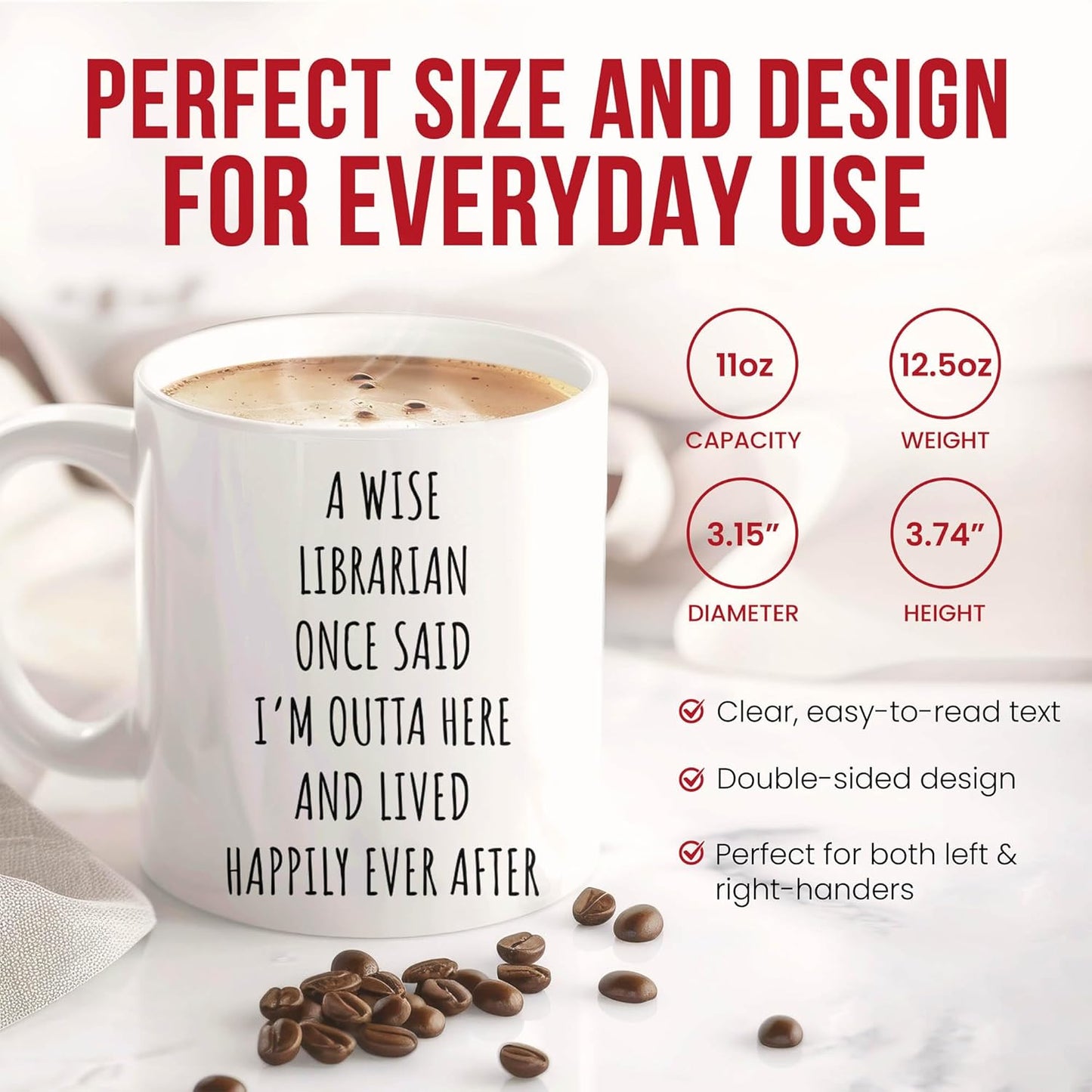 Best Retirement Librarian Mug - Book Lover Coffee Cup - Literary Funny Gift From Patrons - Library Enthusiast Tea Mugs - Reading Advocate Cups - 11 Oz Ceramic Gifts For Bibliophiles, Birthday, Him