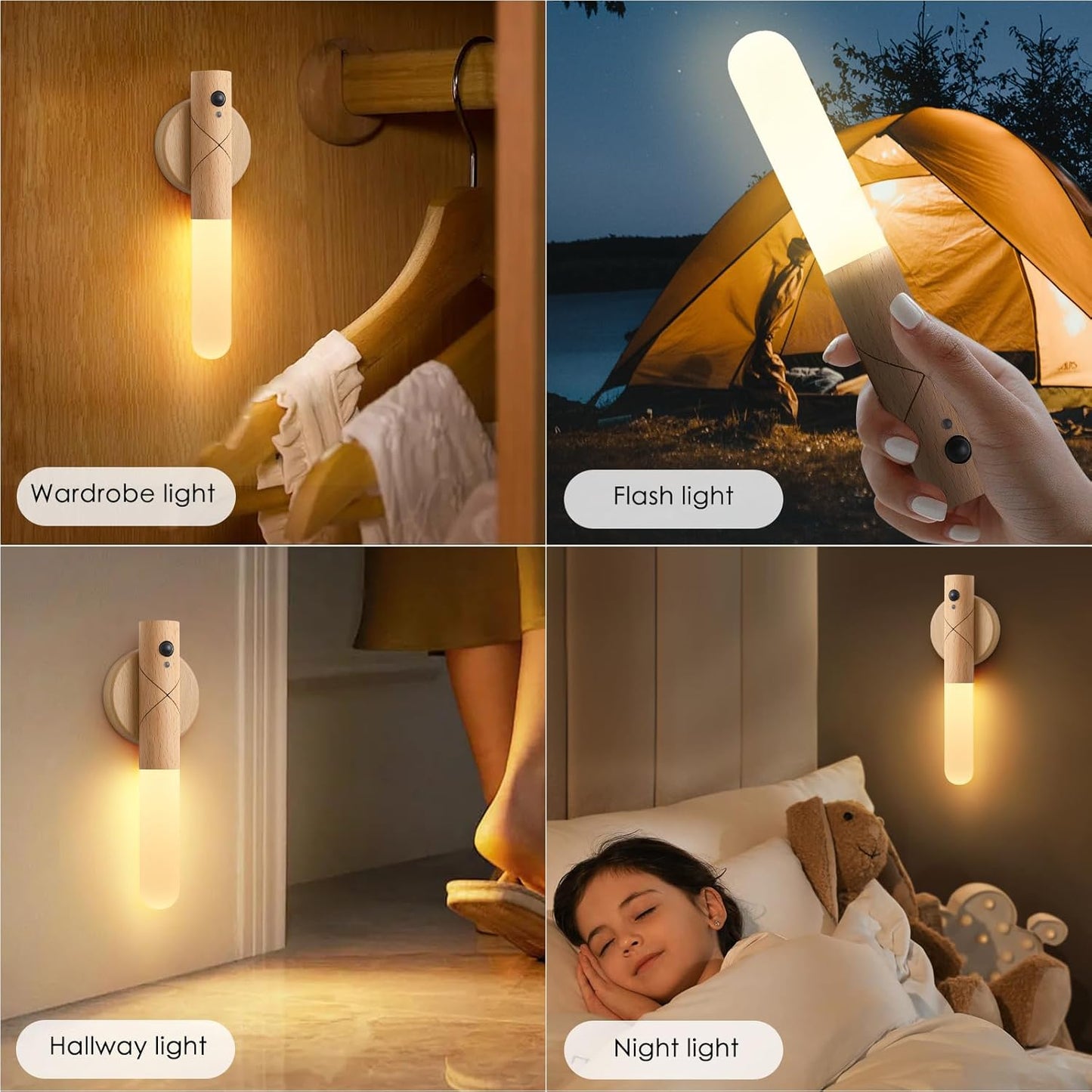 Battery Operated Wall Sconce Set of Two, Motion Sensor Night Light Magnet Body Rechargeable Battery Operated Wall Lights, Peel and Stick Sconce Lights for Bedside Stair