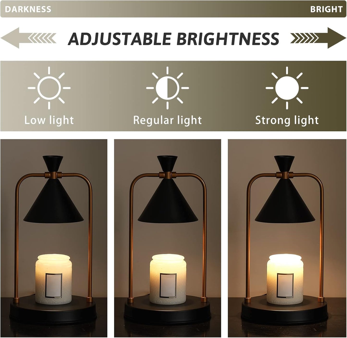 Candle Warmer Lamp with Timer Dimmer, Birthday Gifts for Women Mom, House Warming Gifts New Home Room Decor, Plug-in Operated Wax Melt Warmer for Scented Jar Candles (Black)