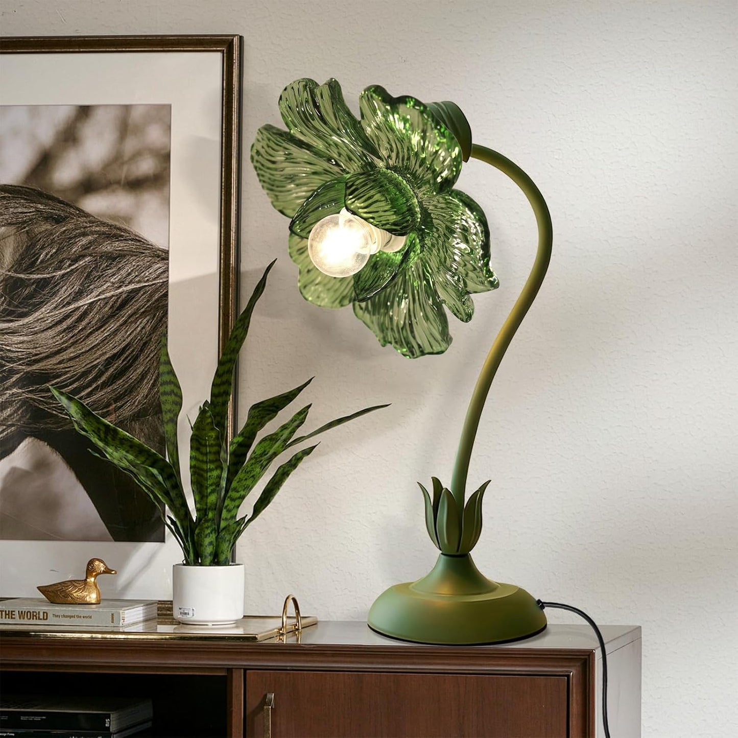 Begonia Flower Table Lamp for Bedroom, 3 Colors Flower Reading Light with E26 Bulb, Cute Desk Lamp Bedside Lamps for Nightstands Home Decor, Adjustable Flexible DIY Floral Lamps for Living Room Office