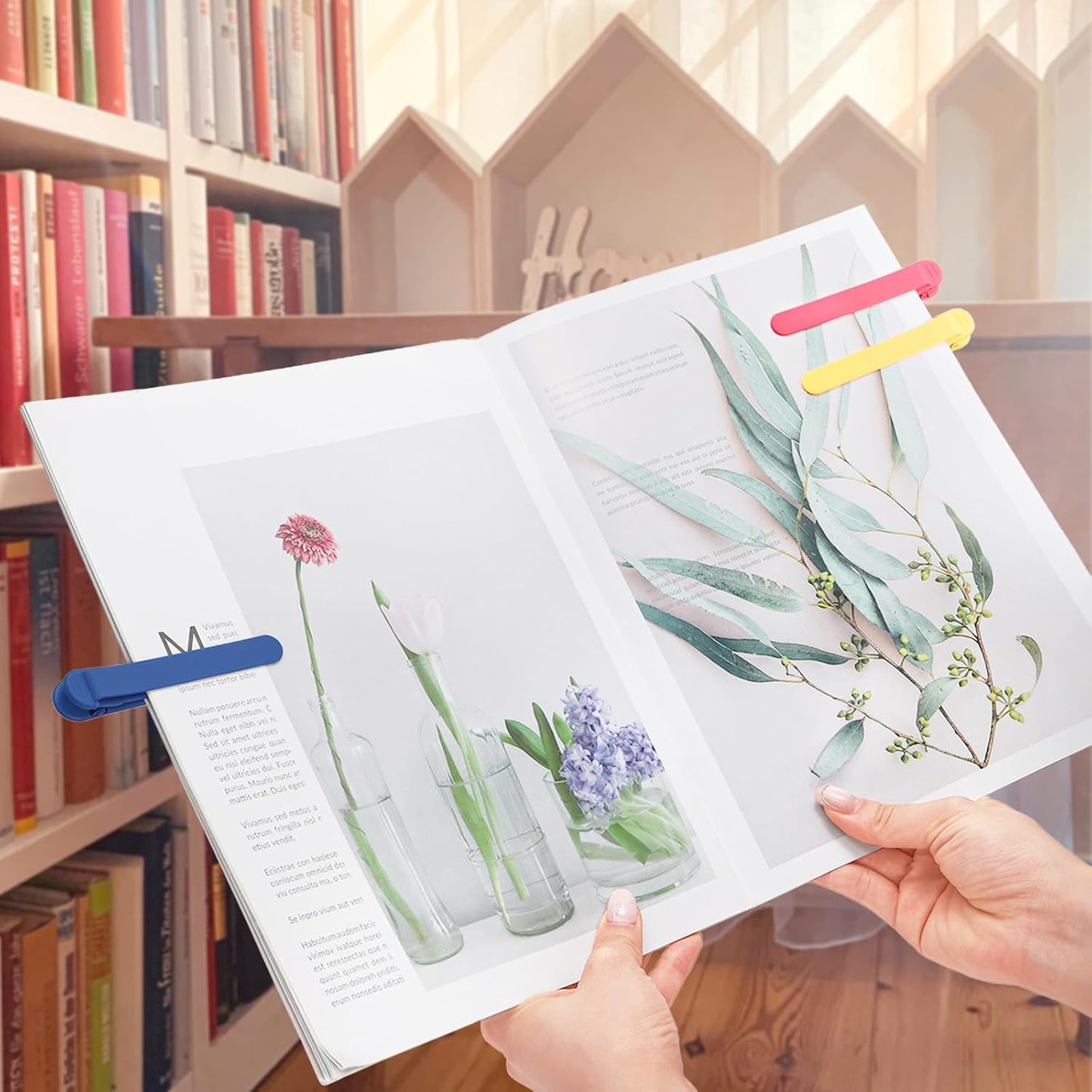 12 Pieces Automatic Bookmarks, Silicone Smart Book Marks for Reading Women Men, Cute Unique Book Clips Colorful Page Holder for Book Reading Lover Accessories, 6 Color
