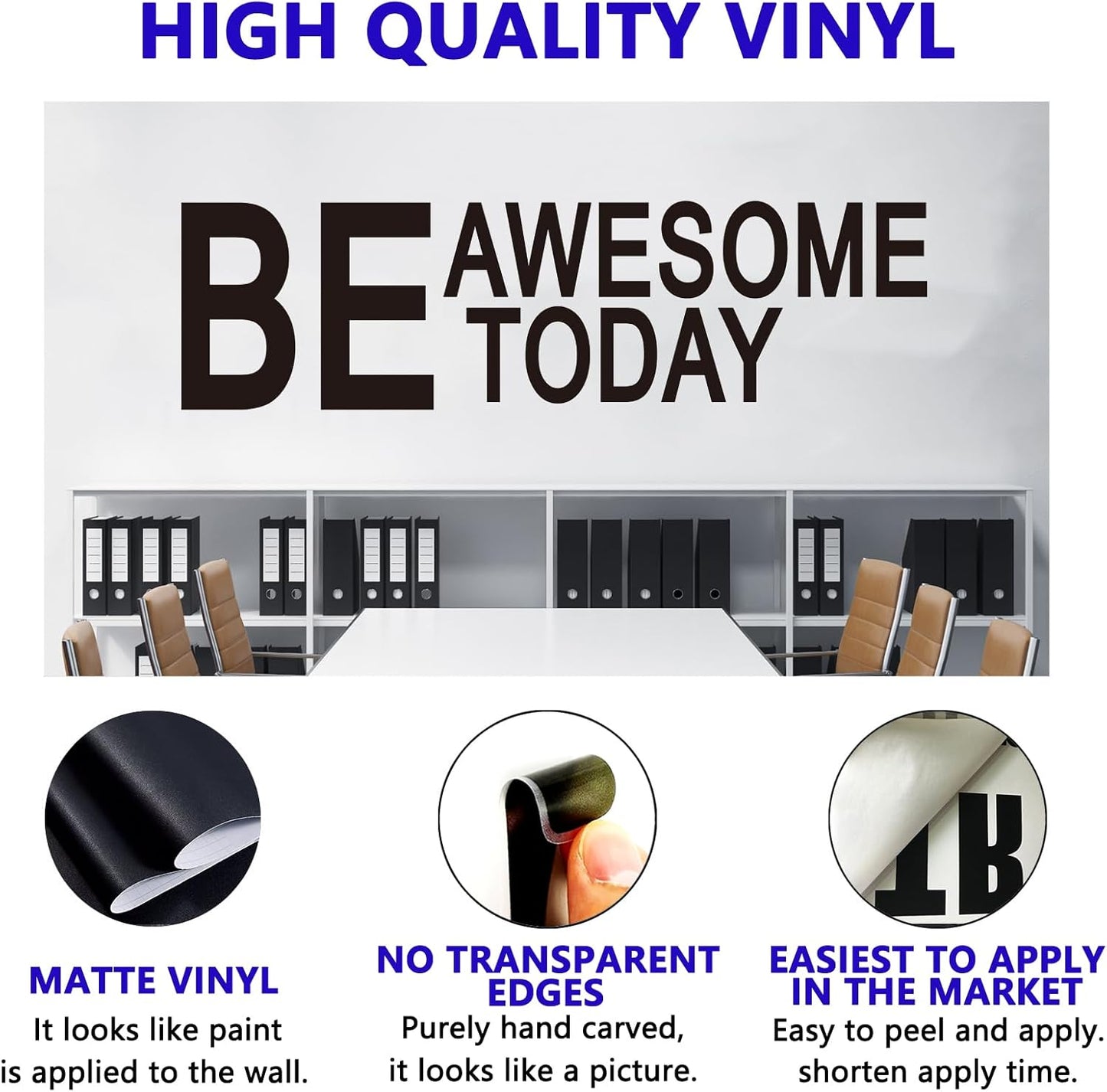 Motivational Quotes Wall Stickers for Gym: Office Inspirational Positive Vinyl Art Wall Decals for Classroom School Bedroom Living Room - Be Awesome Today 25" X 7"