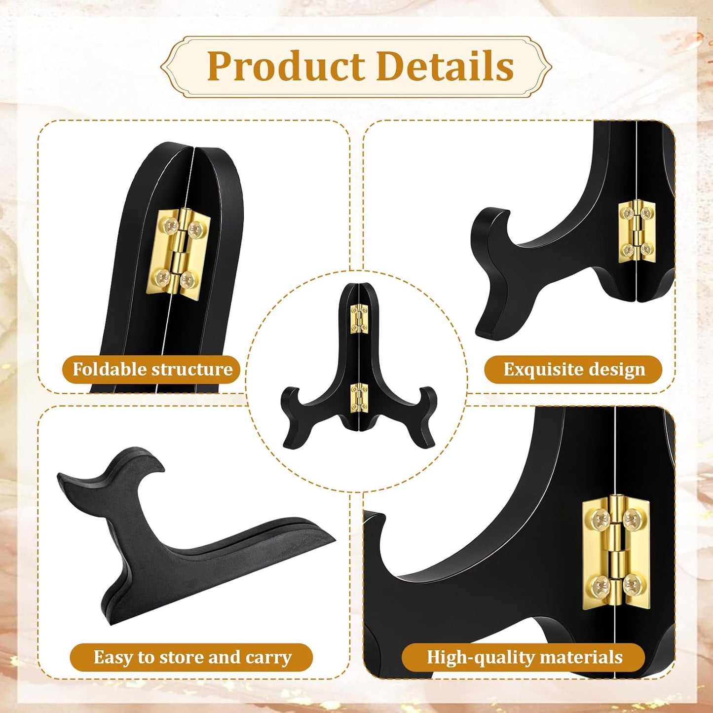 Wooden Easel Plate Holder 4 Inch Black Wooden Plate Stands for Display Photo Holder Stand Easel Holders Artwork Dish Rack Holders Desktop Ornaments for Display Decorative