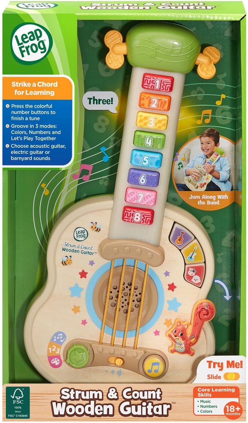 LeapFrog Strum and Count Wooden Guitar, Musical Toddler Toy