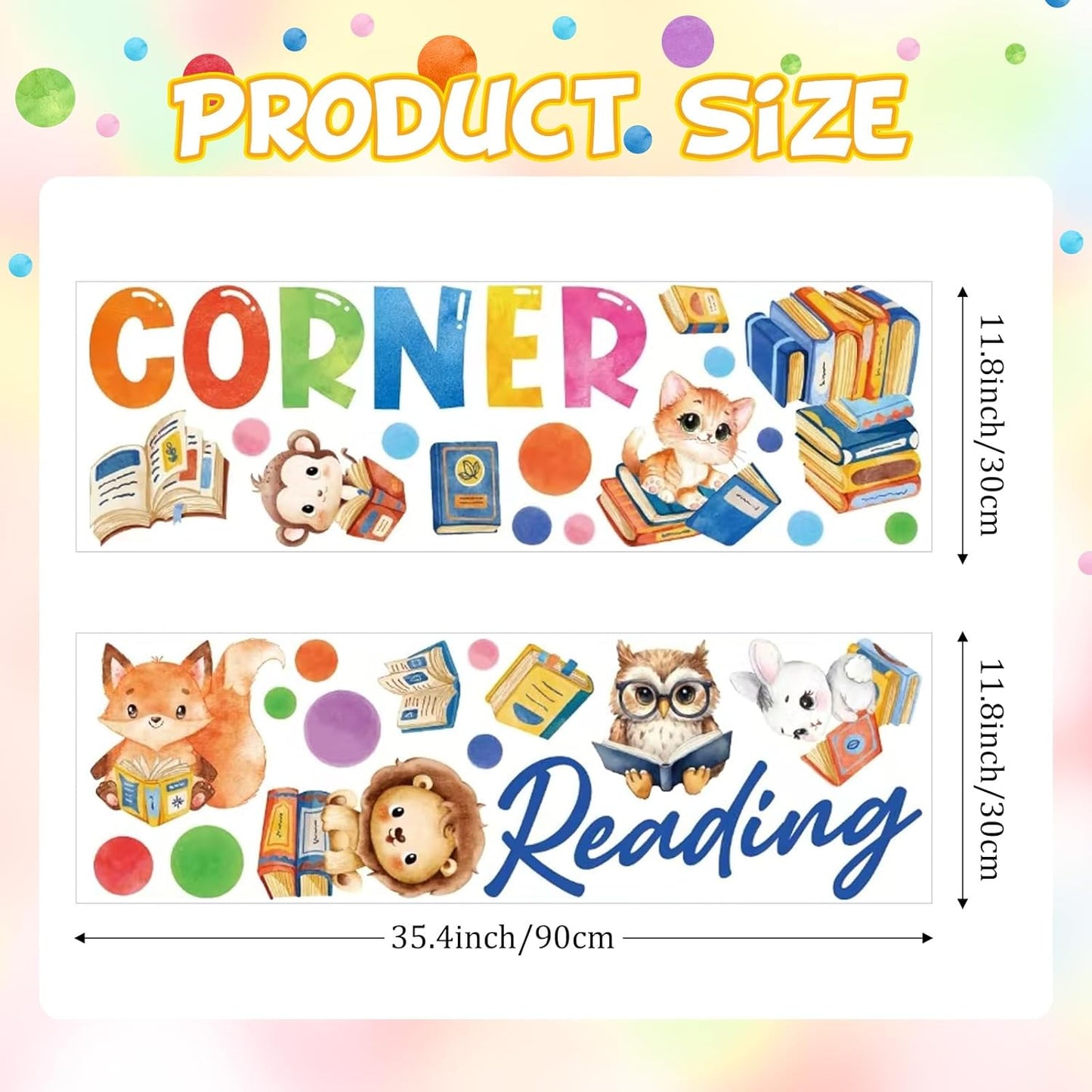 Cinrobiye Inspirational Quotes Wall Decals, Reading Cnrner Wall Art Stickers Woodland Animals Read Books Nursery Classroom Playroom Decor for Toddler Kids Reading Study Room Bedroom Daycare Preschool