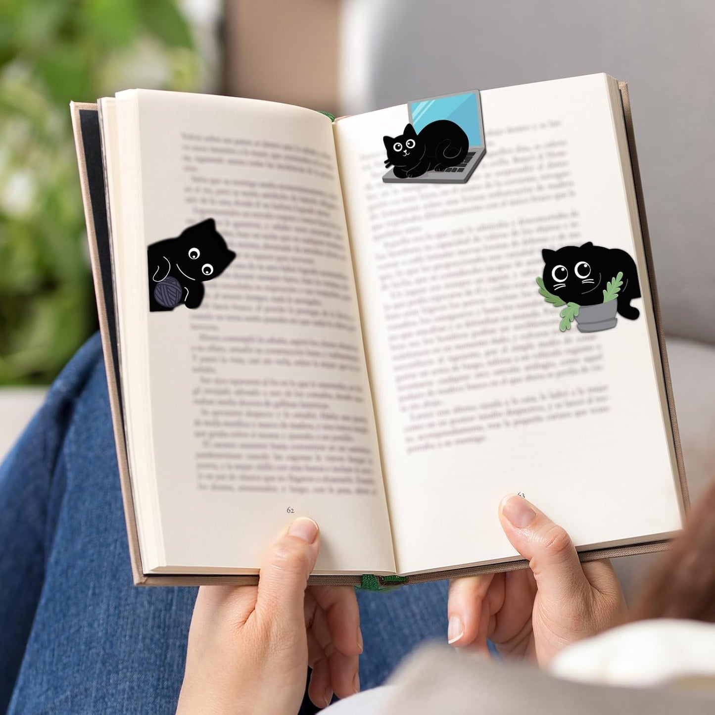 (Prudiut) 10Pcs Magnetic Bookmarks Cute Black Cat Bookmark, Easter Basket Stuffers, Black Cat Gifts for Reading Women, Bookish Gift for Book Lovers, Easter Decorations, Easter Gifts for Kids, Women