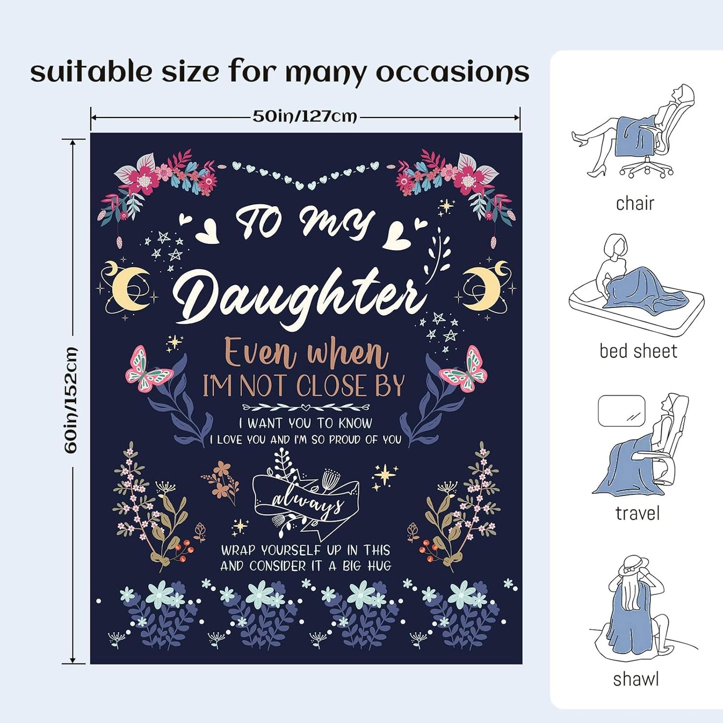 BeneCharm Daughter Gifts from Mom Dad on Christmas - Anti-Pilling Throw Blanket for Adult Daughter - Birthday Gift, 50x60