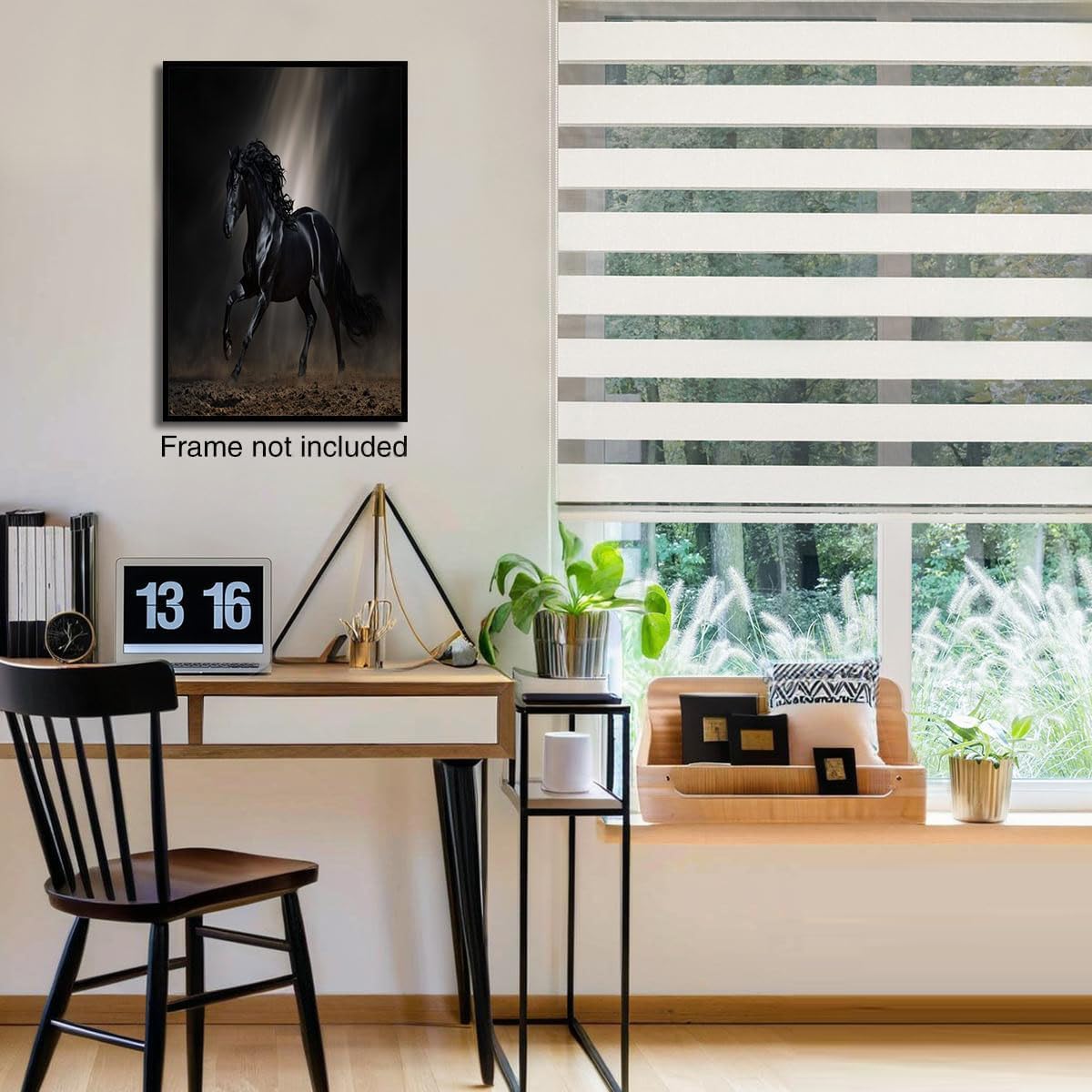 GDJSMIN Realistic Style Wall Art, Majestic Black Horse Running Poster for Reading Room Living Room Decor 16x 24 inch Unframed