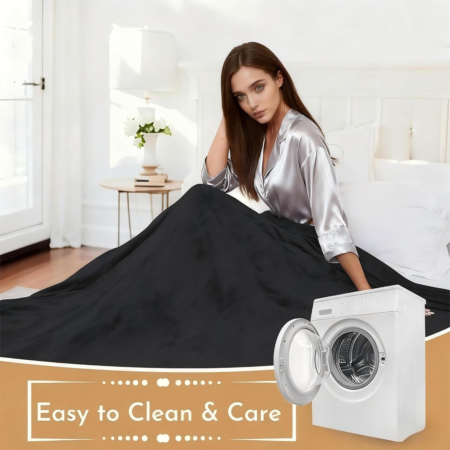 Electric Heated Blanket 50"x60" Throw Size Flannel Heated Blanket, Cozy & Warm for All Night, 5 Heat Settings & 3 Hours Auto Off, Machine Washable, Iron Grey