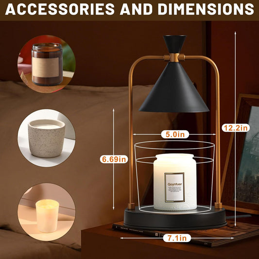 Candle Warmer Lamp with Timer Dimmer, Birthday Gifts for Women Mom, House Warming Gifts New Home Room Decor, Plug-in Operated Wax Melt Warmer for Scented Jar Candles (Black)