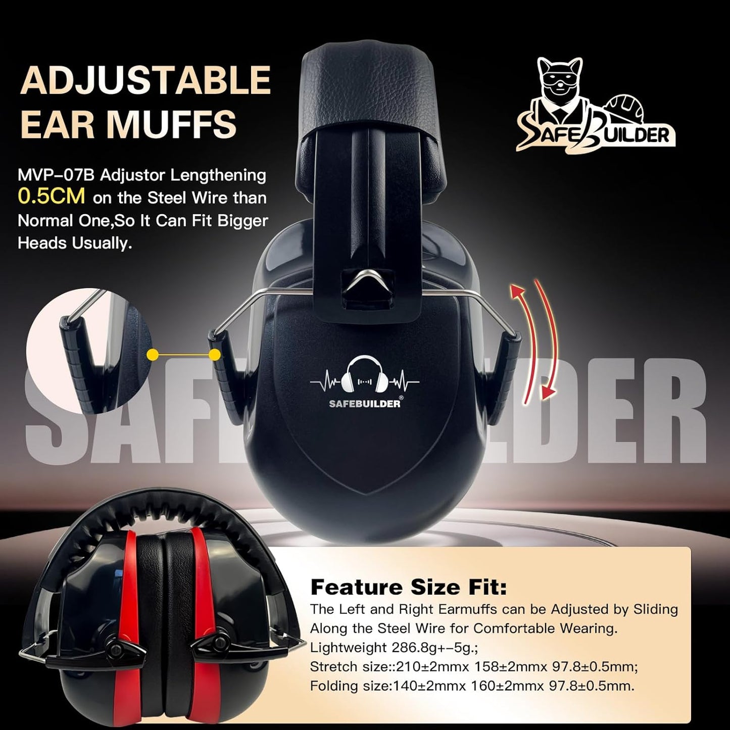 Ear Muffs Noise Reduction SNR 33dB Adjustable Lightweight Safety Earmuffs Sound Proof Noise Cancelling ANSI