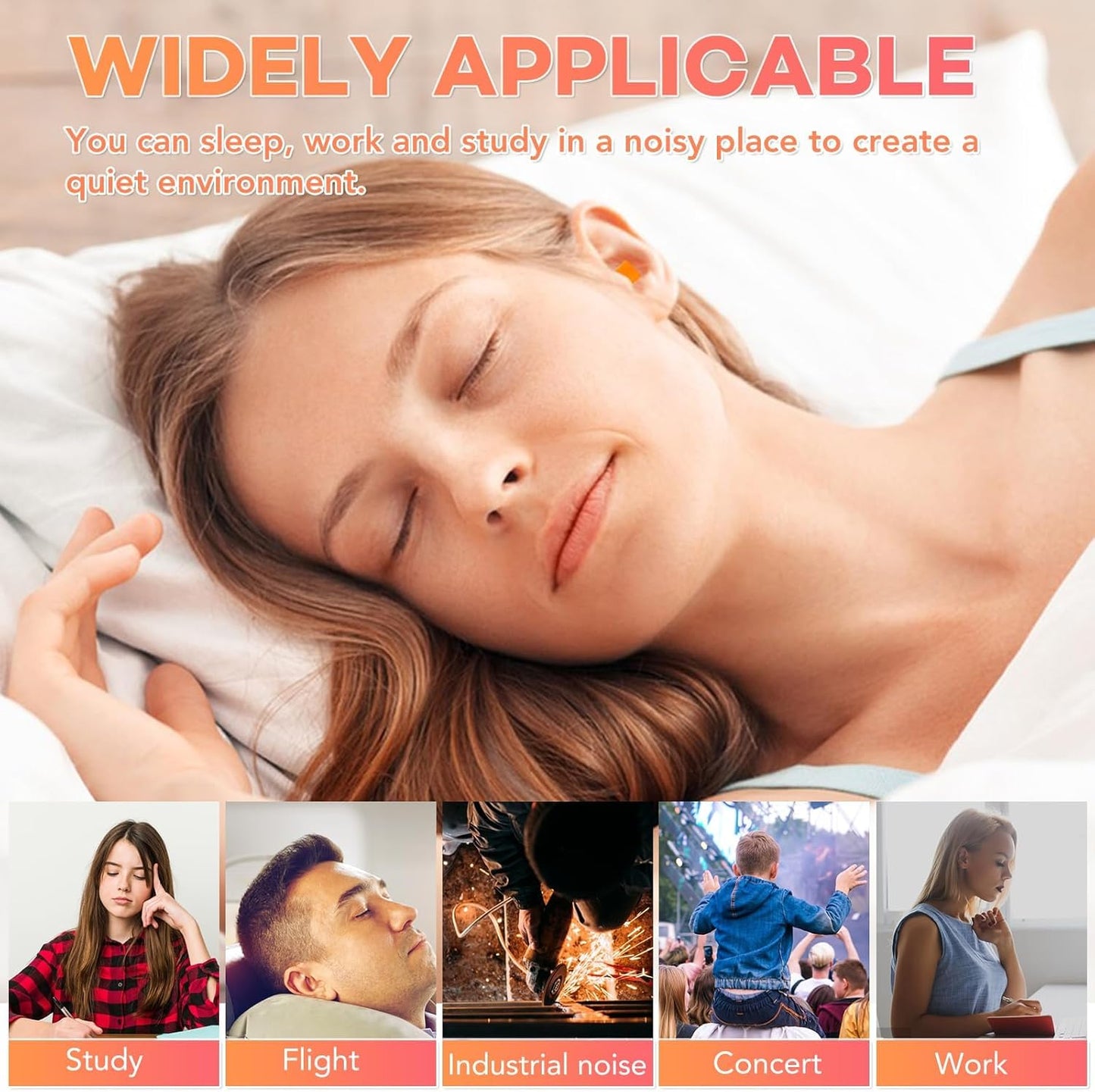 VOISEN 60 Pairs Foam Ear Plugs, Ear Plugs for Sleeping Noise Cancelling, 32dB NRR, 37dB SNR Earplugs for Sleeping, Snoring, Studying, Loud Events, Traveling & Concerts, A Storage Box, Orange
