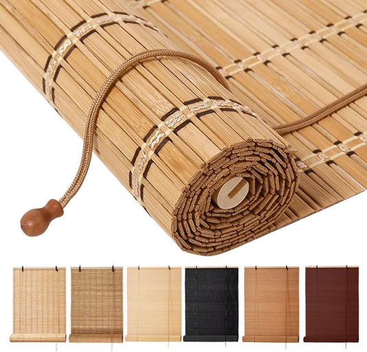 Bamboo Blinds Easy to Install Bamboo Shades for Indoor Windows Custom Sizes Roller Shades for Indoor Windows Roll Up Blinds Indoor Outdoor Patio, 32" W x 48" H