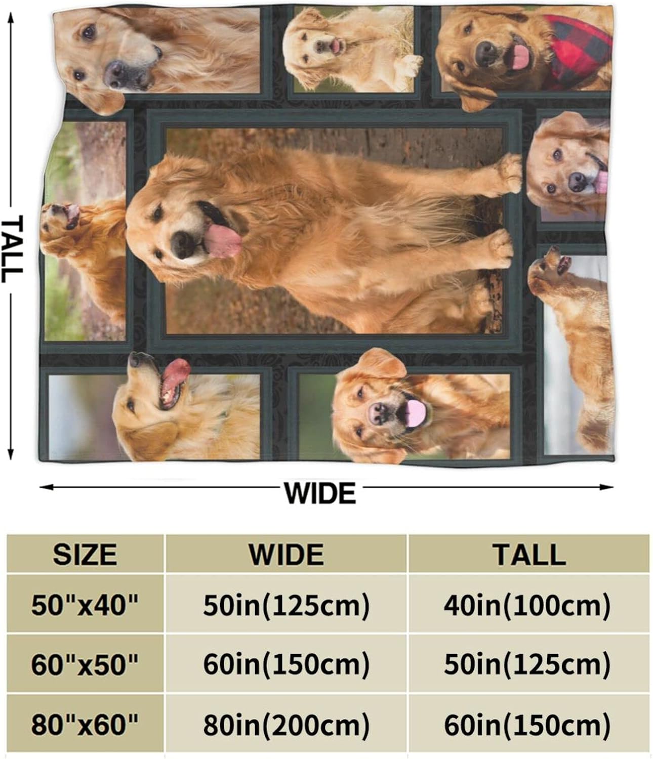 Cute Clever Golden Retriever Lovely Golden Dog Printed Ultra-Soft Throw Blanket Home Decorative Blanket for Living Room Bed Sofa