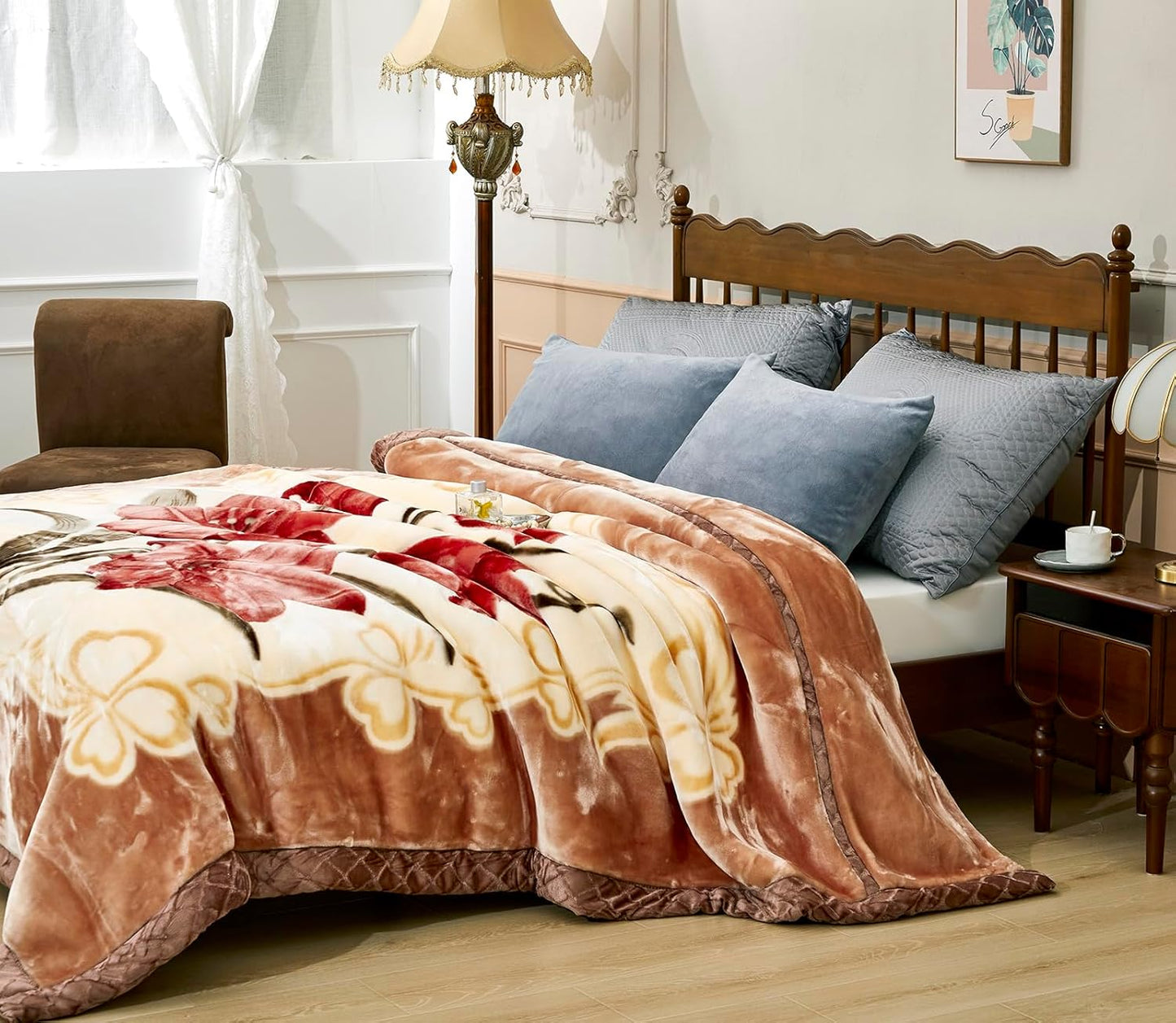 LGYKUMEG Mink Fleece Throw Blanket 55" × 75" - 2 Ply Reversible Silky Soft Plush Warm Blanket for Autumn Winter 5.5 Lb /2.5kg.