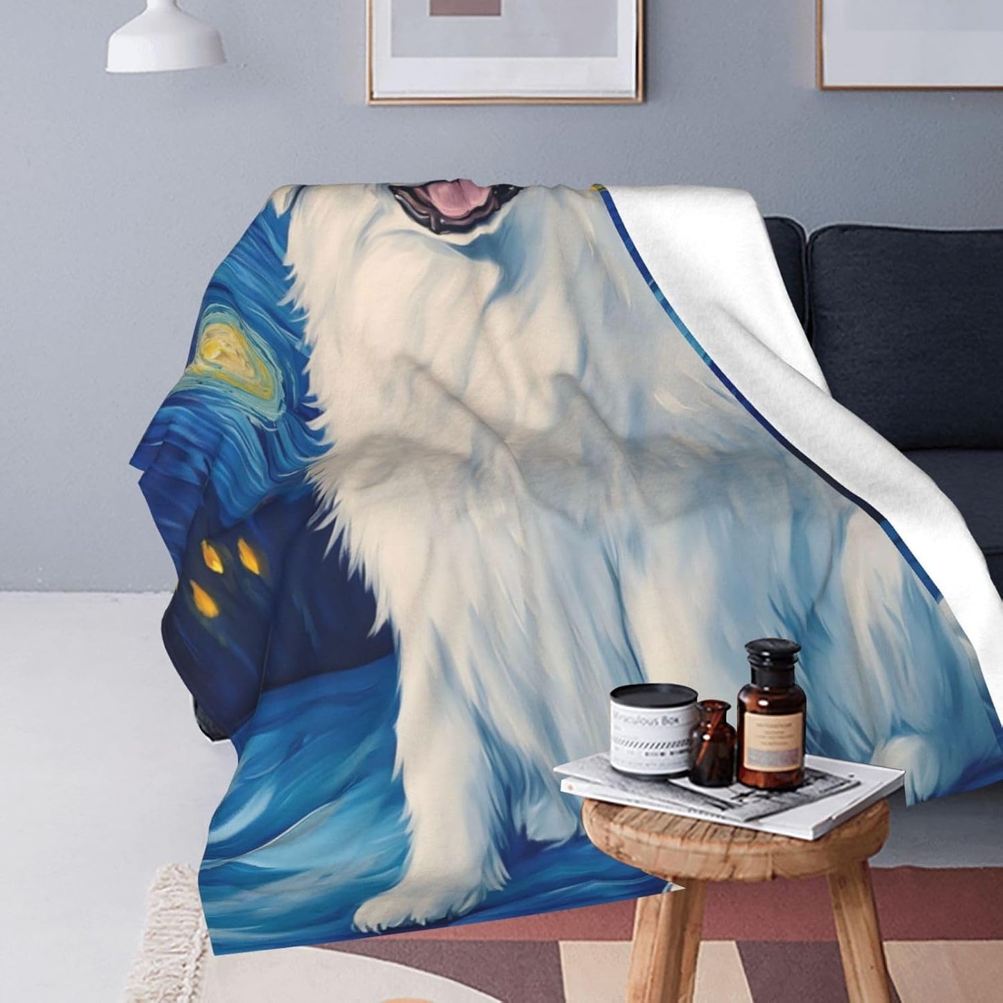 Great Pyrenees Blanket for Great Pyrenees Lovers, Puppy Gifts for Adults Kids Women Men, Flannel Throw Blankets for Bed Living Room Couch Traveling Camping, Soft Warm Plush Dog Decor 50x60in
