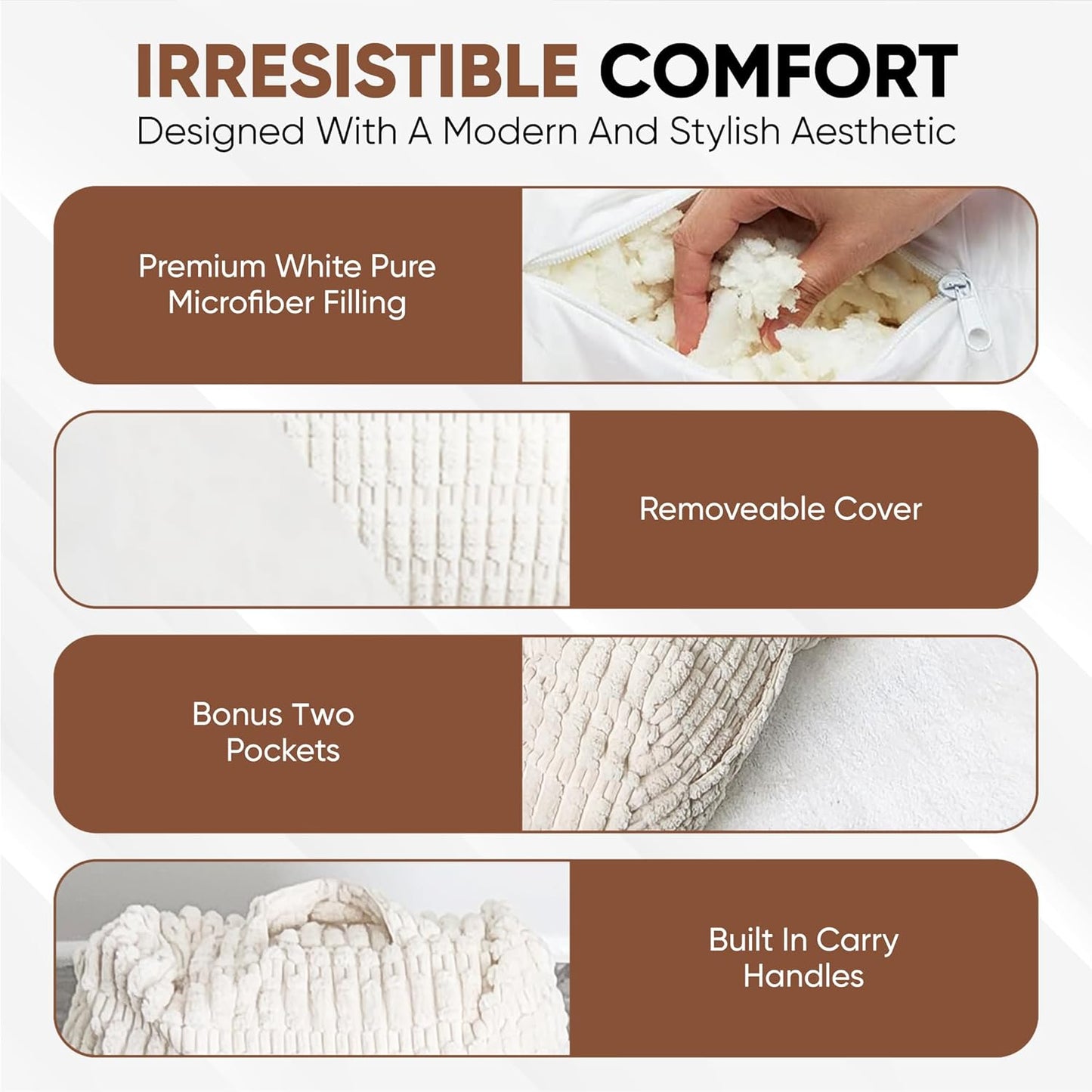 Comfy Reading Pillow with Arms - Supportive Backrest for Bed and Floor Lounging, Perfect for Reading and Relaxing