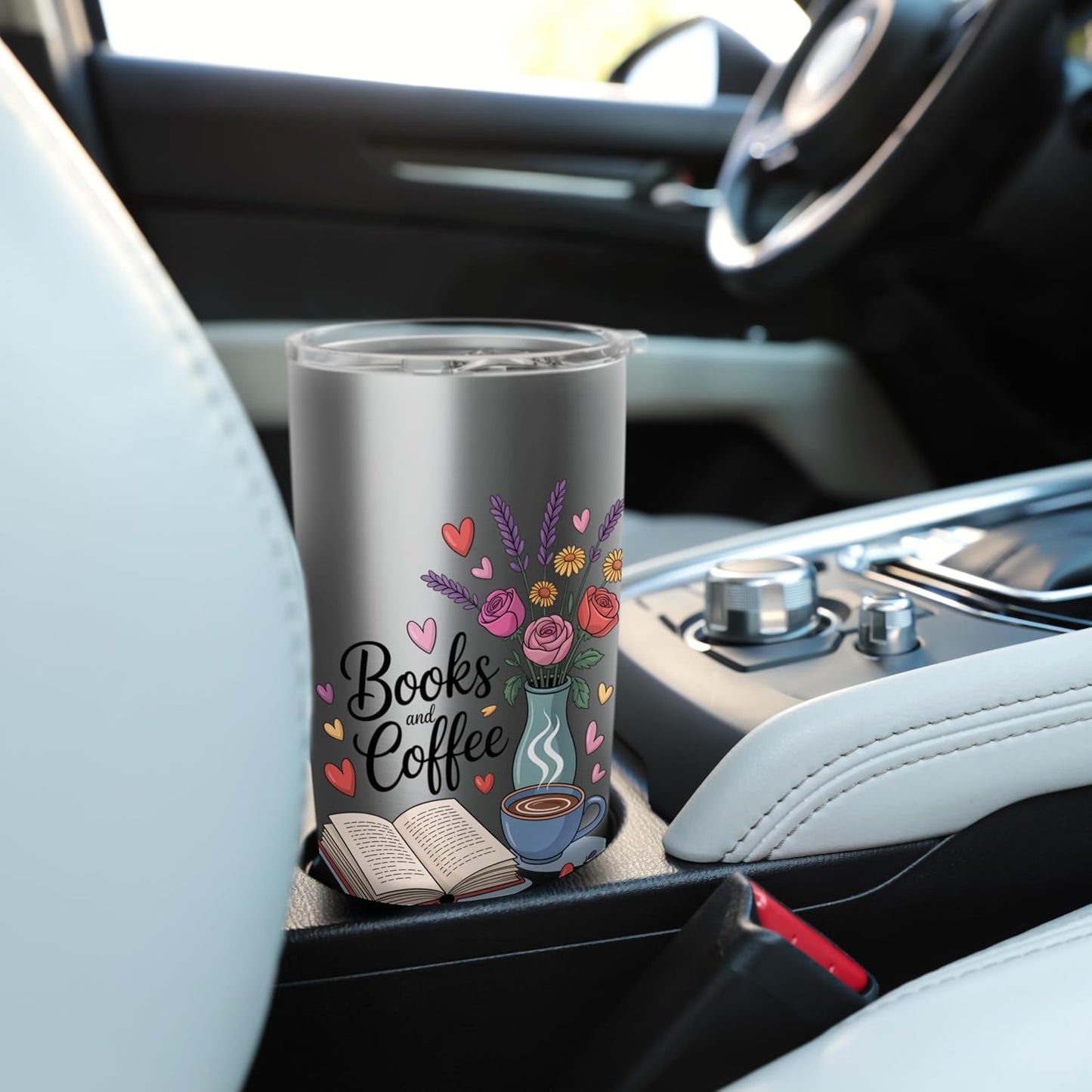 Books and Coffee for Readers & Caffeine Lovers Stainless Steel Insulated Tumbler