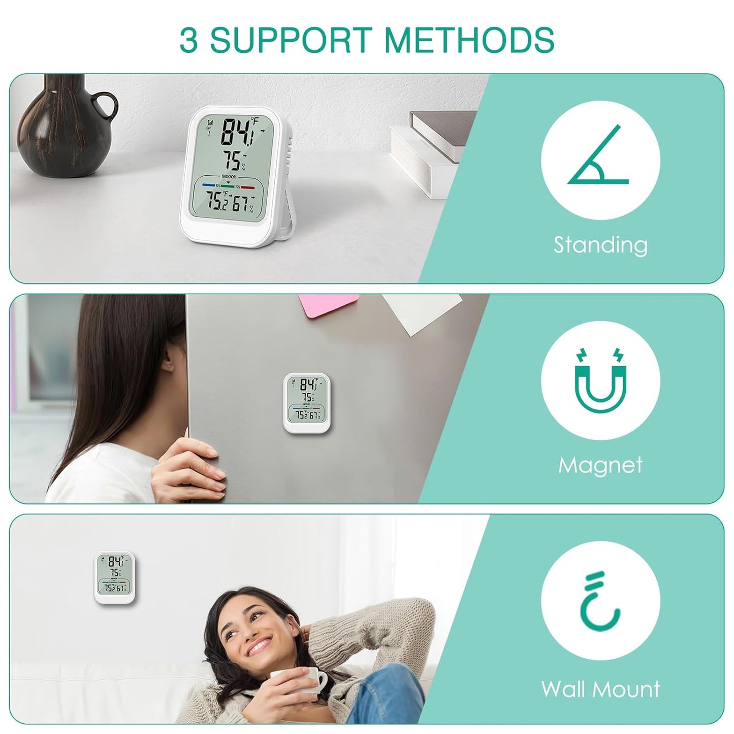ORIA Digital Thermometer Hygrometer, Wireless Indoor Outdoor Thermometer, Temperature Humidity Monitor with MAX/MIN Record, ℃/°F Switch, Comfort and Trend Indication, for Home, Cellar, Greenhouse