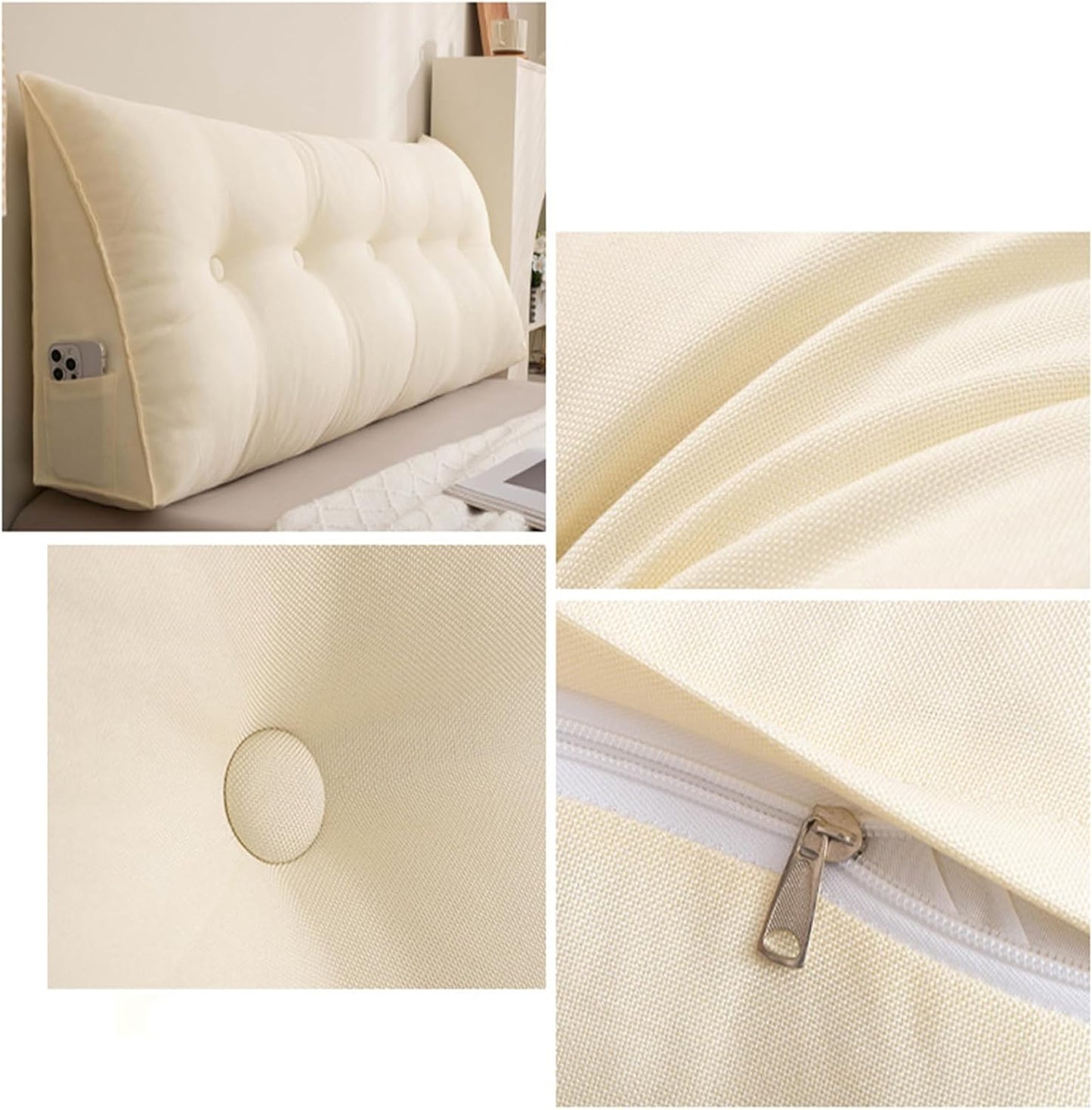 Large Headboard Wedge Pillow Bed Reading Pillow, Comfortable Wedge Reading Pillow Lumbar Support Cushion for Bedroom Dorm Garden Sofa,F,60cm