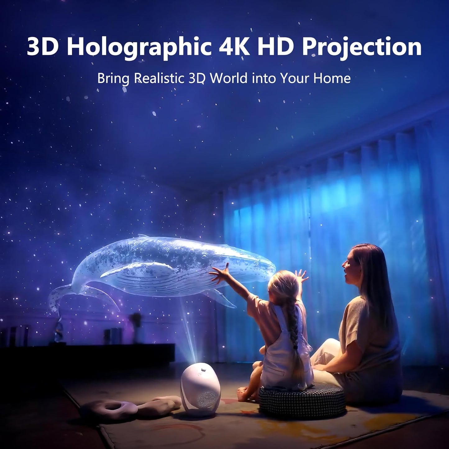 Brizled Galaxy Projector Pro, 4K Glasses-Free 3D Holographic Projector with 90+ Dynamic Themes, Star Light with Stereo Bluetooth Speaker, Remote Nebula Night Light for Room Halloween Christmas Decor