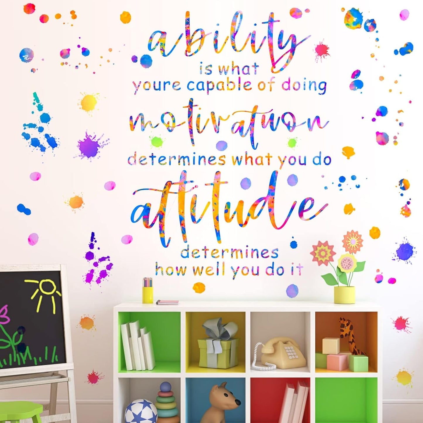 Colorful Inspirational Wall Decals Motivational Quotes Wall Stickers Peel and Stick Positive Phrases Stickers Saying Inspirational Wall Decals for Kids Room Bedroom Classroom Playroom Decor