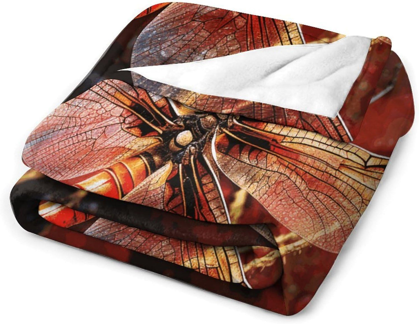Red Dragonfly Blanket Super Soft Lightweight Throw Blanket Cute Cozy Warm Bed Blanket Decorative Fuzzy Blanket All-Season Home Decor Gift for Sofa Couch Living Room 50"*60"（130 * 150cm）