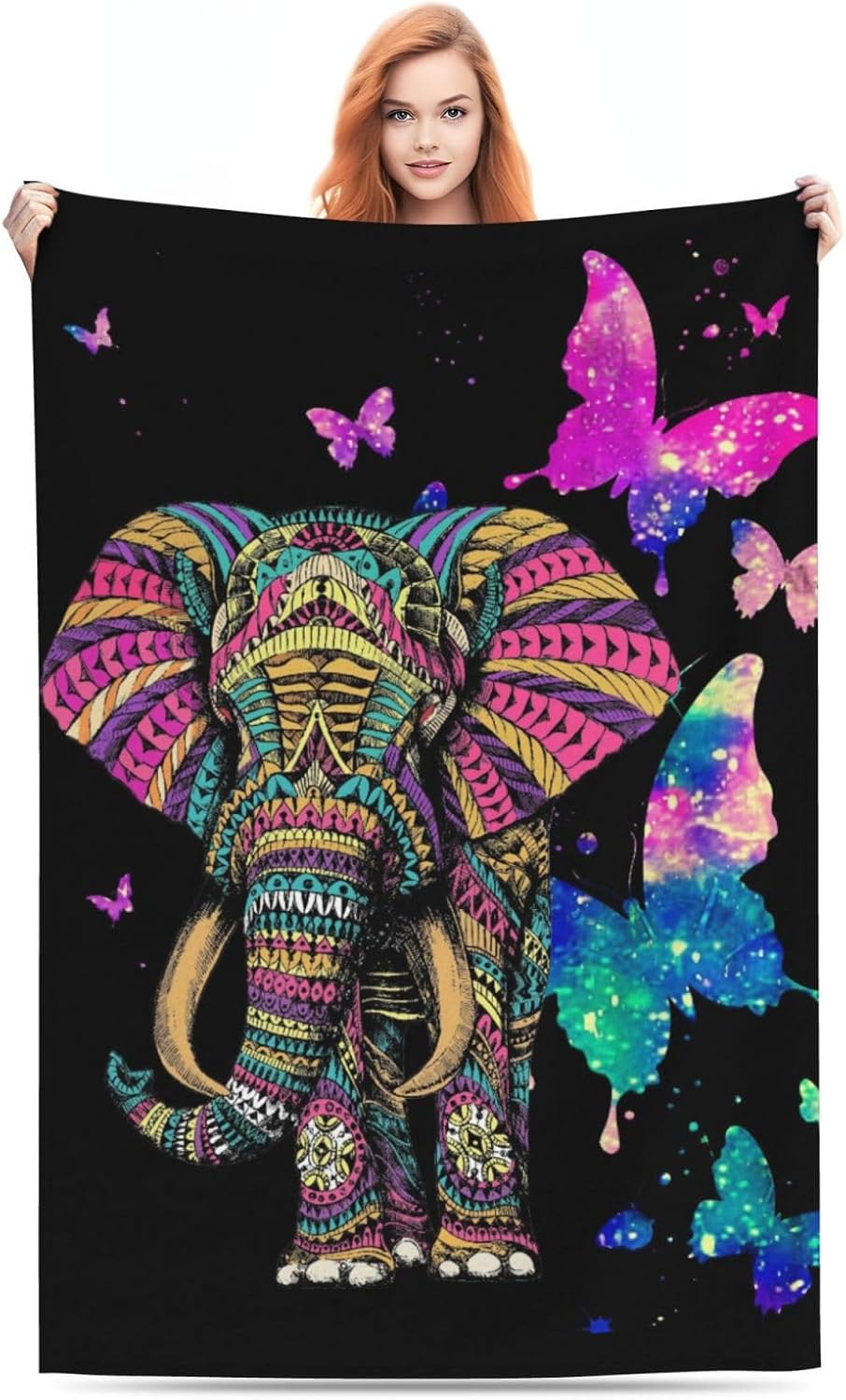 Elephant Throw Blanket Fuzzy, Elephant Gifts for Women Men Girls Boys Kids, Soft Cozy Fleece Blanket Warm Flannel Throws for Couch Sofa Bed Living Room