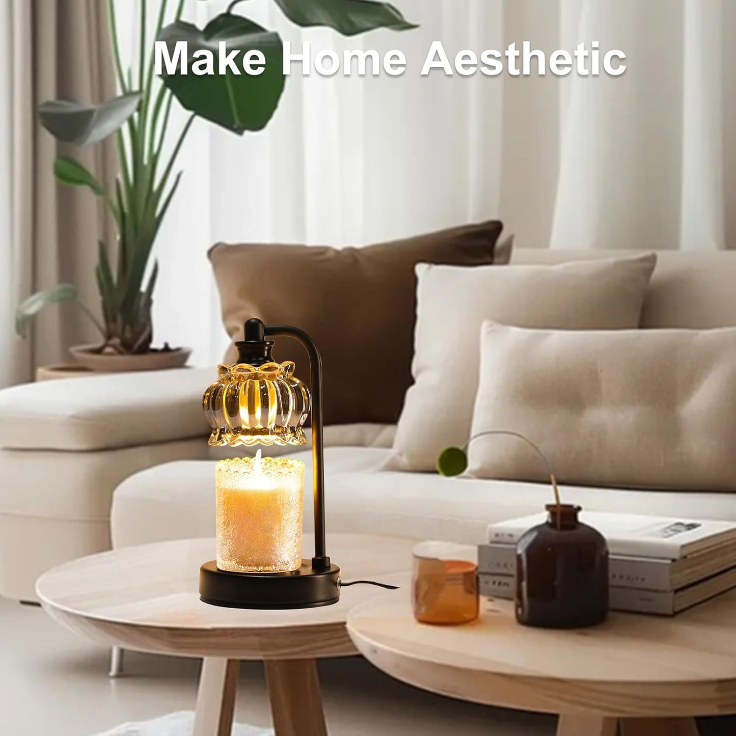 Candle Warmer Lamp with Timer, Dimmable Candle Lamp Wax Melt Warmer with 2 Bulbs, Electric Candle Warmer Lamp for Bedroom Living Room House Warming Gifts for Women Mom