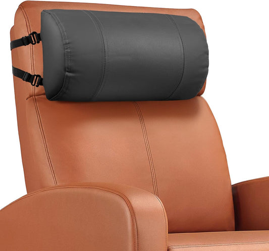 Neck Pillow for Recliner, Non-Slip Recliner Headrest Pillow with Adjustable Strap, Leather Neck Support Chair Headrest Cushion for Office, Couch, Car, Travel, Airplane, Pain Relief(Dark Gray)