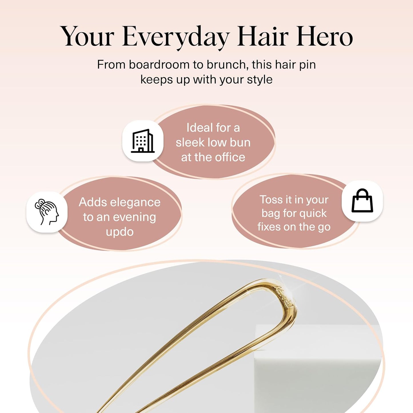 Kitsch French Hair Pins for Women – Elegant & Durable Metal French Pin for Updos, Chignon, Buns & Twist Hairstyles | Secure Hold All Day, Comfortable Fit | Ideal Gifts for Women- Gold, 1pc