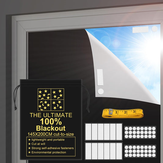 Portable Blackout Shades (79" x 57") Window Curtains, 100% Blackout Material Temporary Blinds for Baby Nursery, Bedroom, Dorm Room, Office or Travel Use