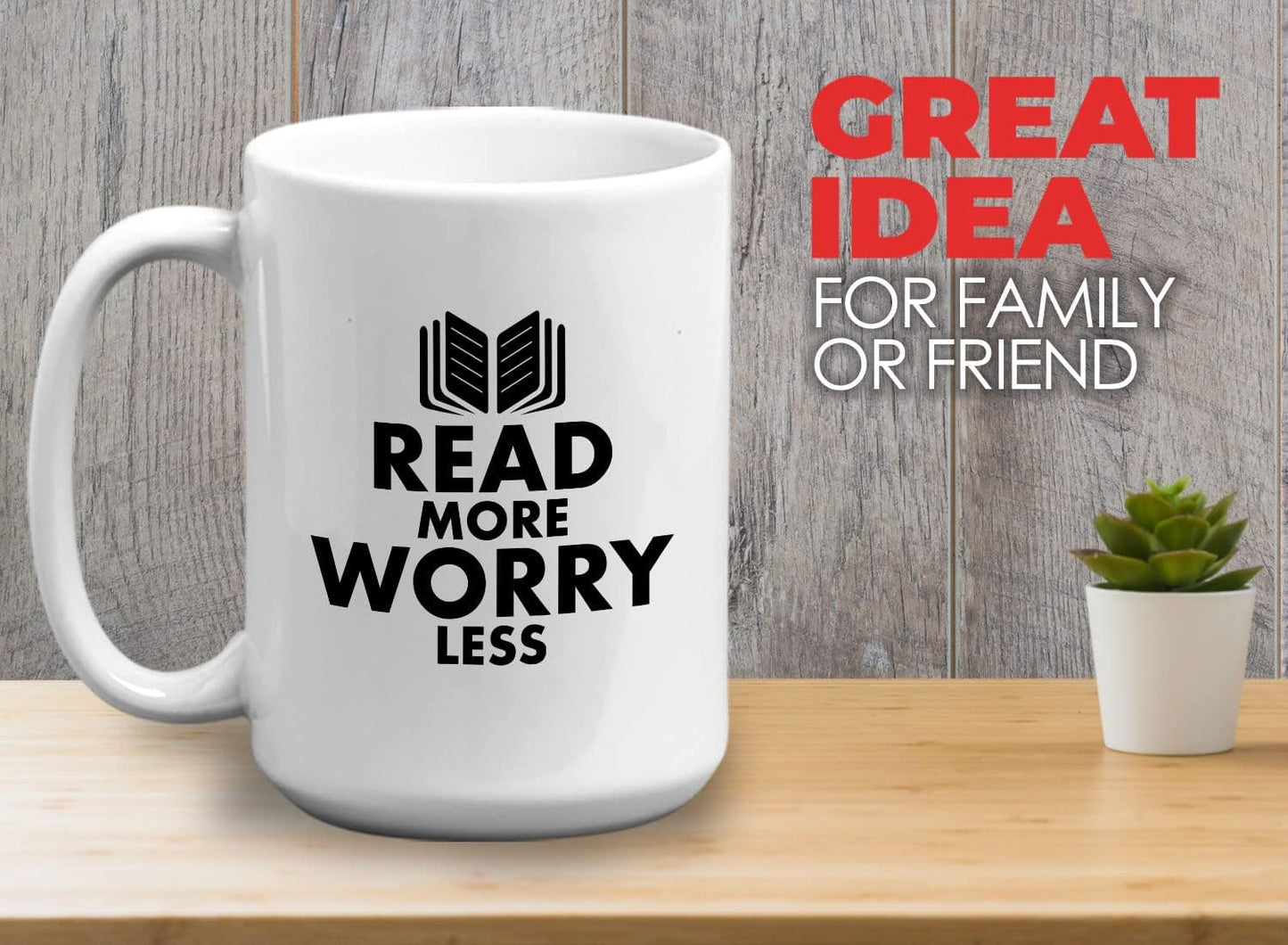 Book Lover Coffee Mug 15oz White - read more - Literary librarian Literature Bookworm Historian Public Library Curator Bibliophile Bibliolater