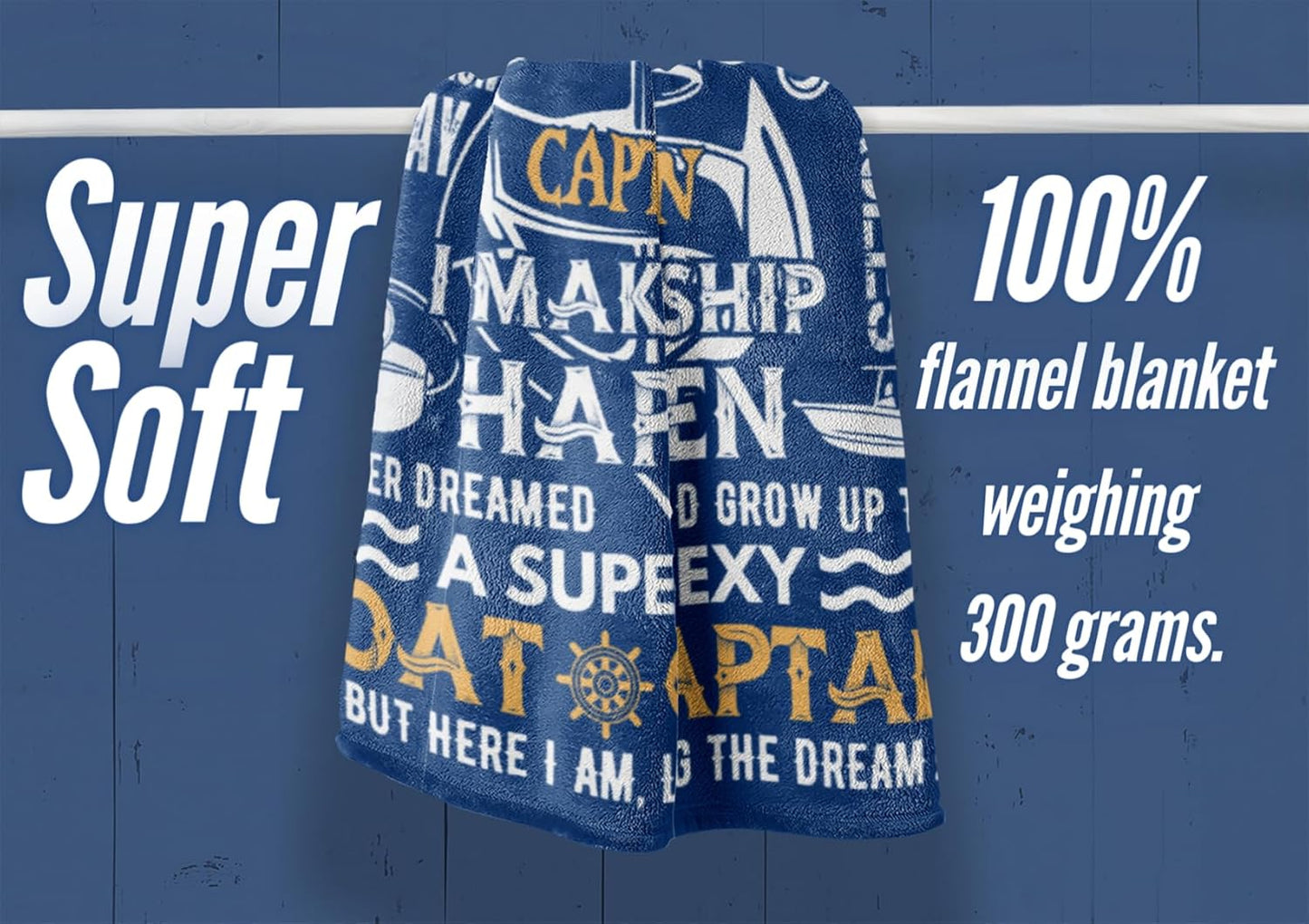 InnoBeta Boating Captain Gifts Blanket, Flannel Throw Blanket for Men, Funny Unique Birthday for Him