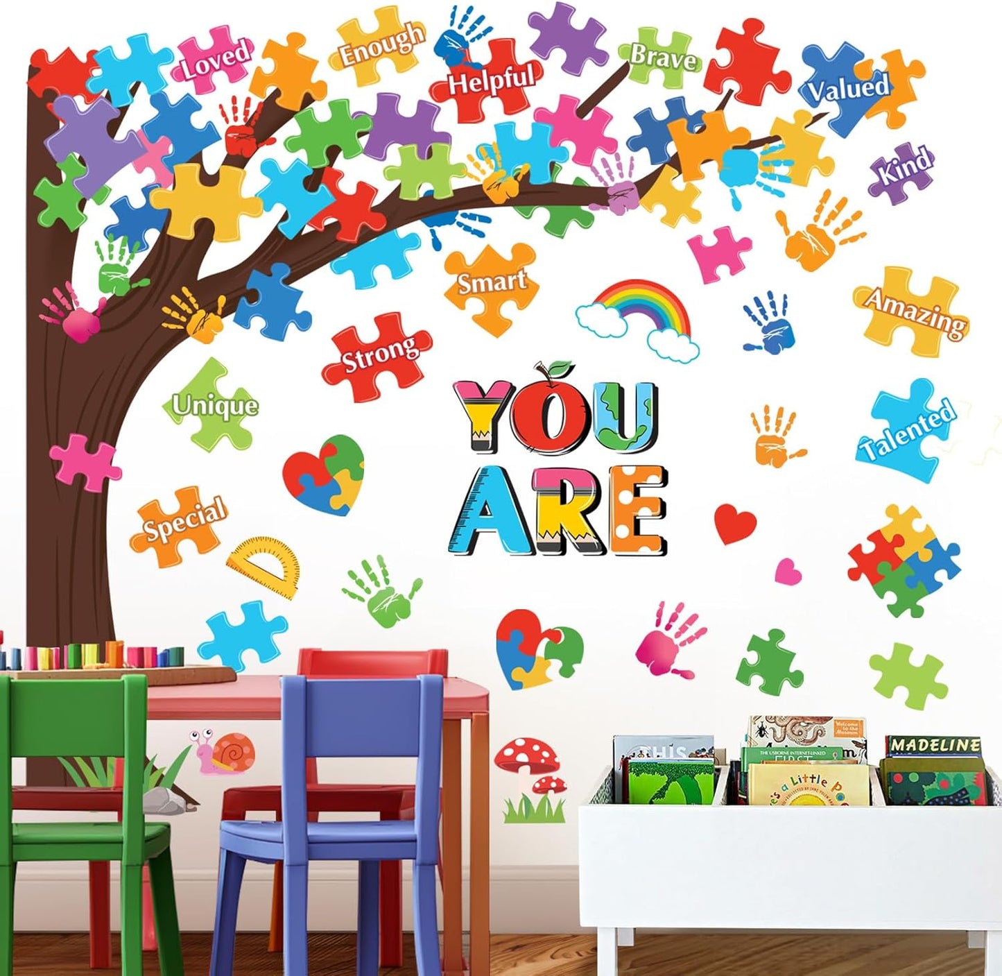 decalmile Reading Corner Tree Wall Stickers Inspirational Motivational Quotes Wall Decals Kids Playroom School Library Classroom Wall Decor