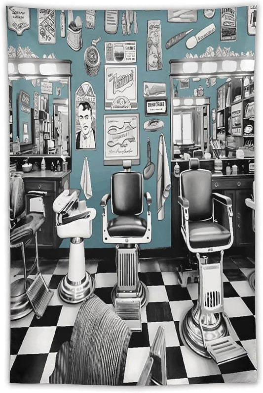 FodPand Barber Shop Tapestry Anti-fading Wall Tapestry with Installation Kit Backdrop Banner Multipurpose Aesthetic Tapestries Boho Wall Art Hanging Decorative Blanket 40"x60"