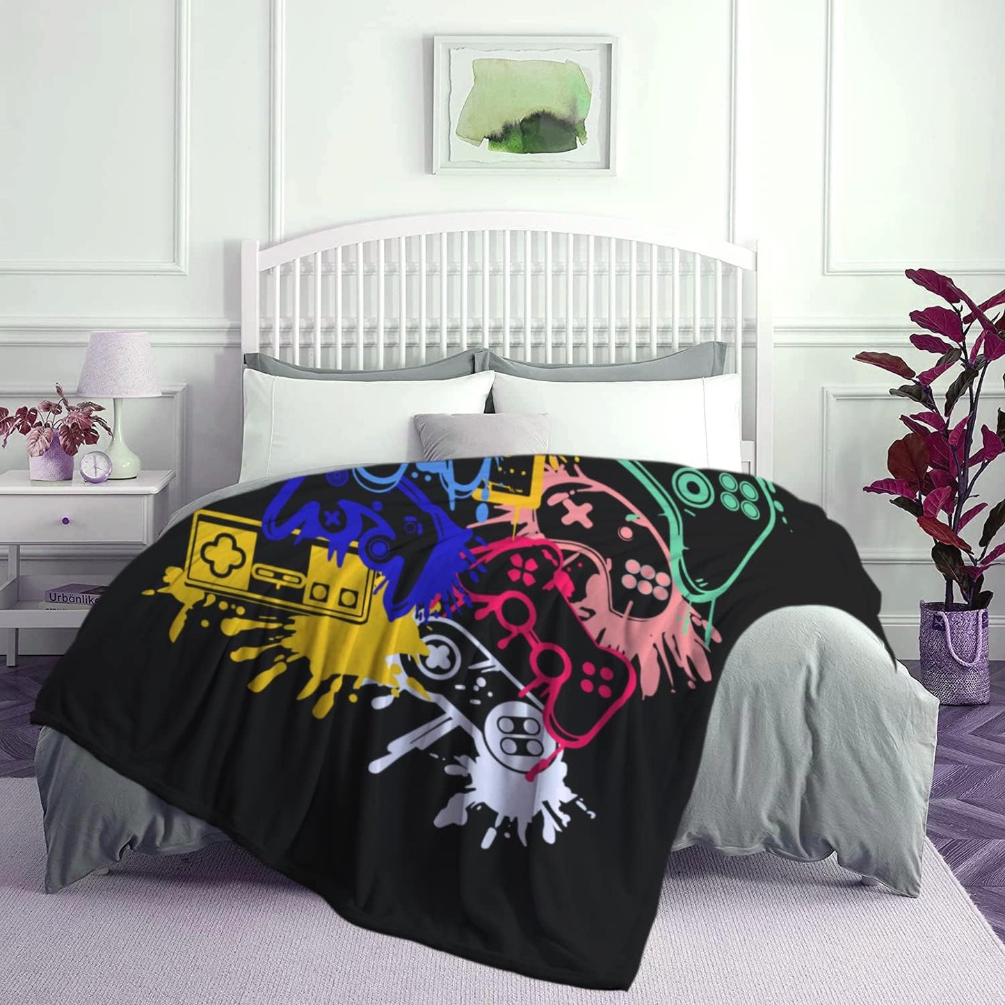 Gamer Blanket Super Soft Flannel Gaming Throw Blanket Cozy Lightweight Blankets Gamer Gifts for Men Boys 50" X40"