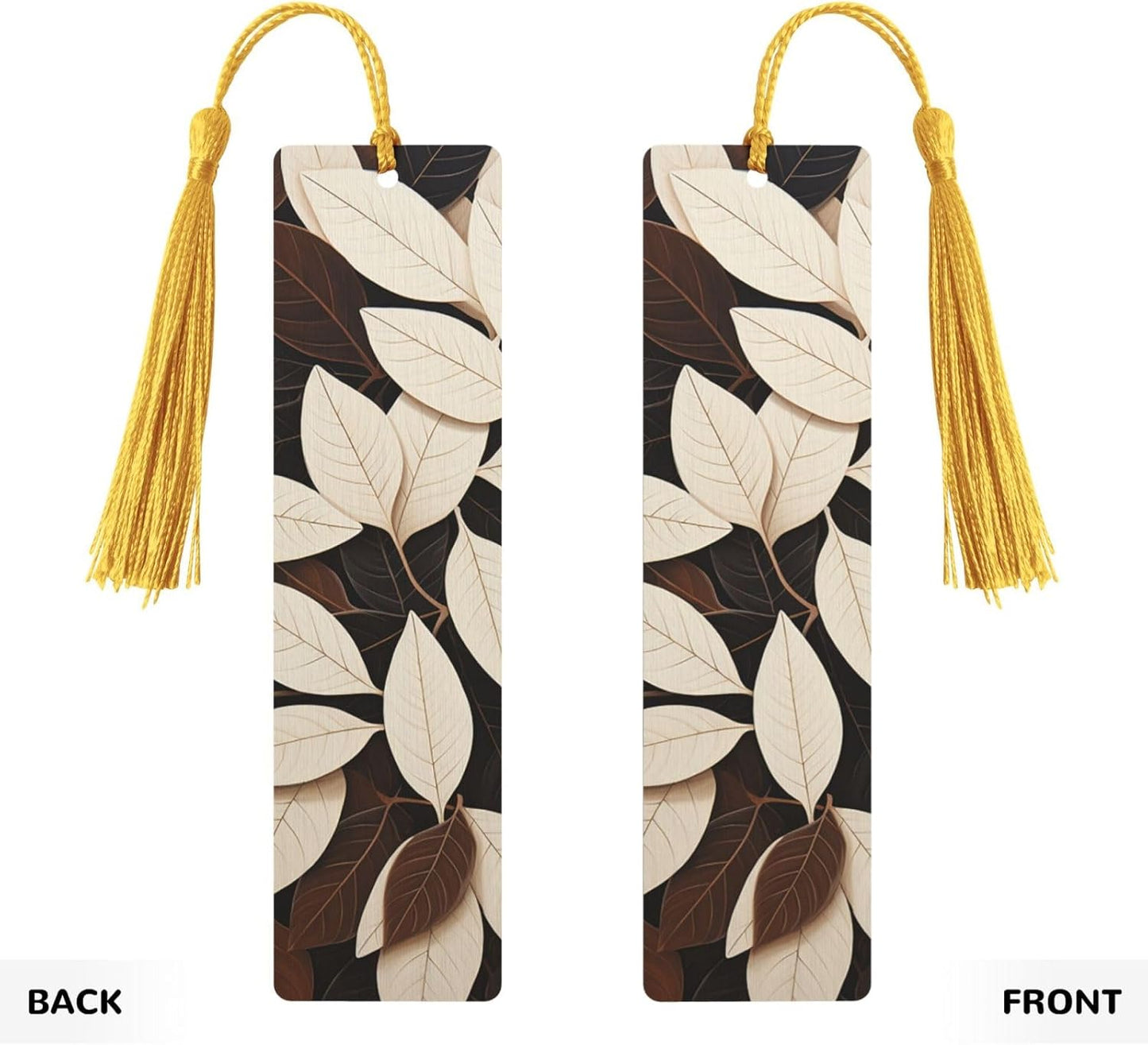 Lots of Leaves Bookmarks Gifts for Women Men, Wooden Bookmarks for Book Lovers, Vintage Book Marks Ornaments with Tassel, Unique Personalized Reading Page Markers Gold