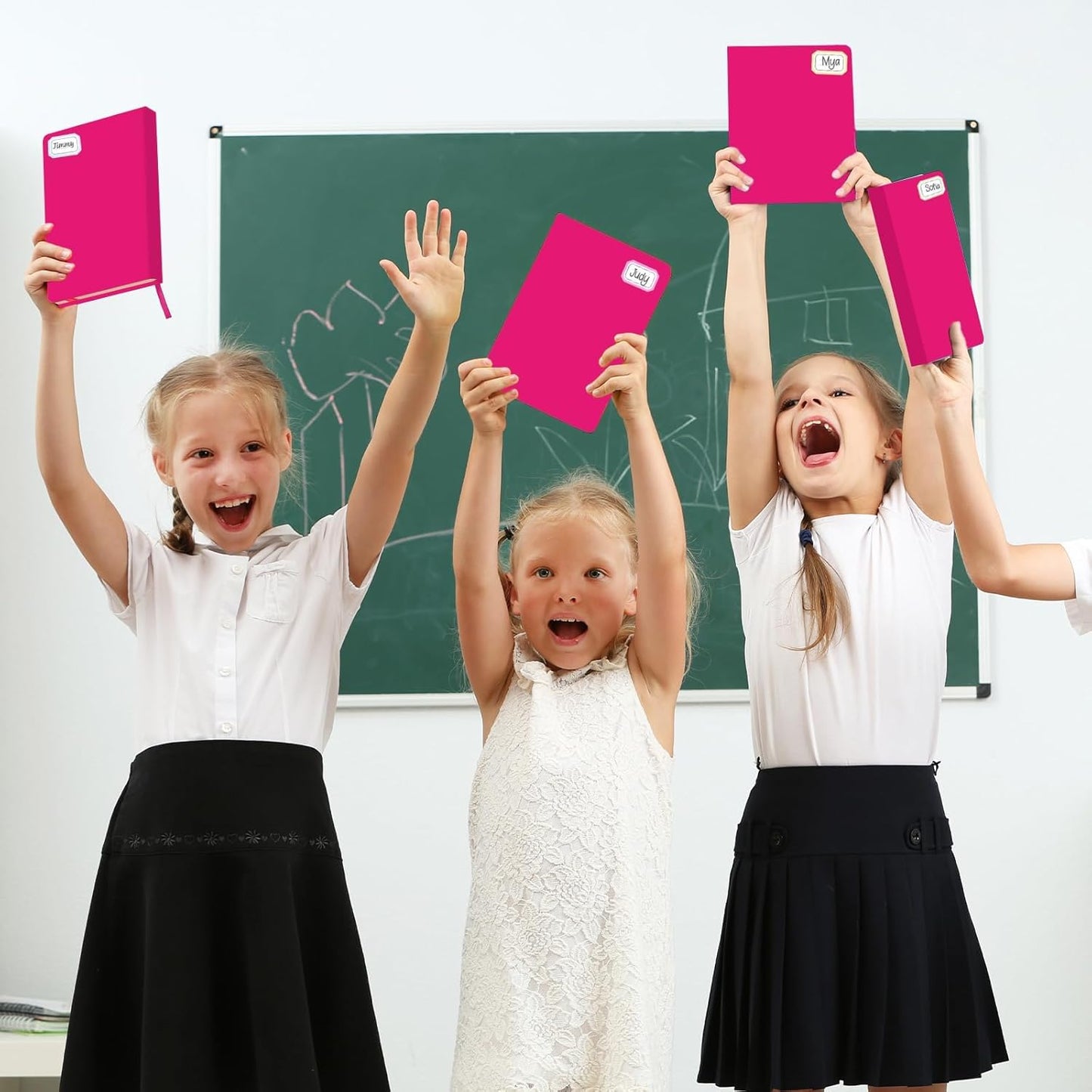 Jumbo Book Covers 7 Pack Reusable Fabric Book Cover Protective Books Covers 9 x 11 Inch Pink Stretchable Books Sleeve Cover with Label Sticker for Most Hardcover Textbooks Up to 10 x 12.5 Inch